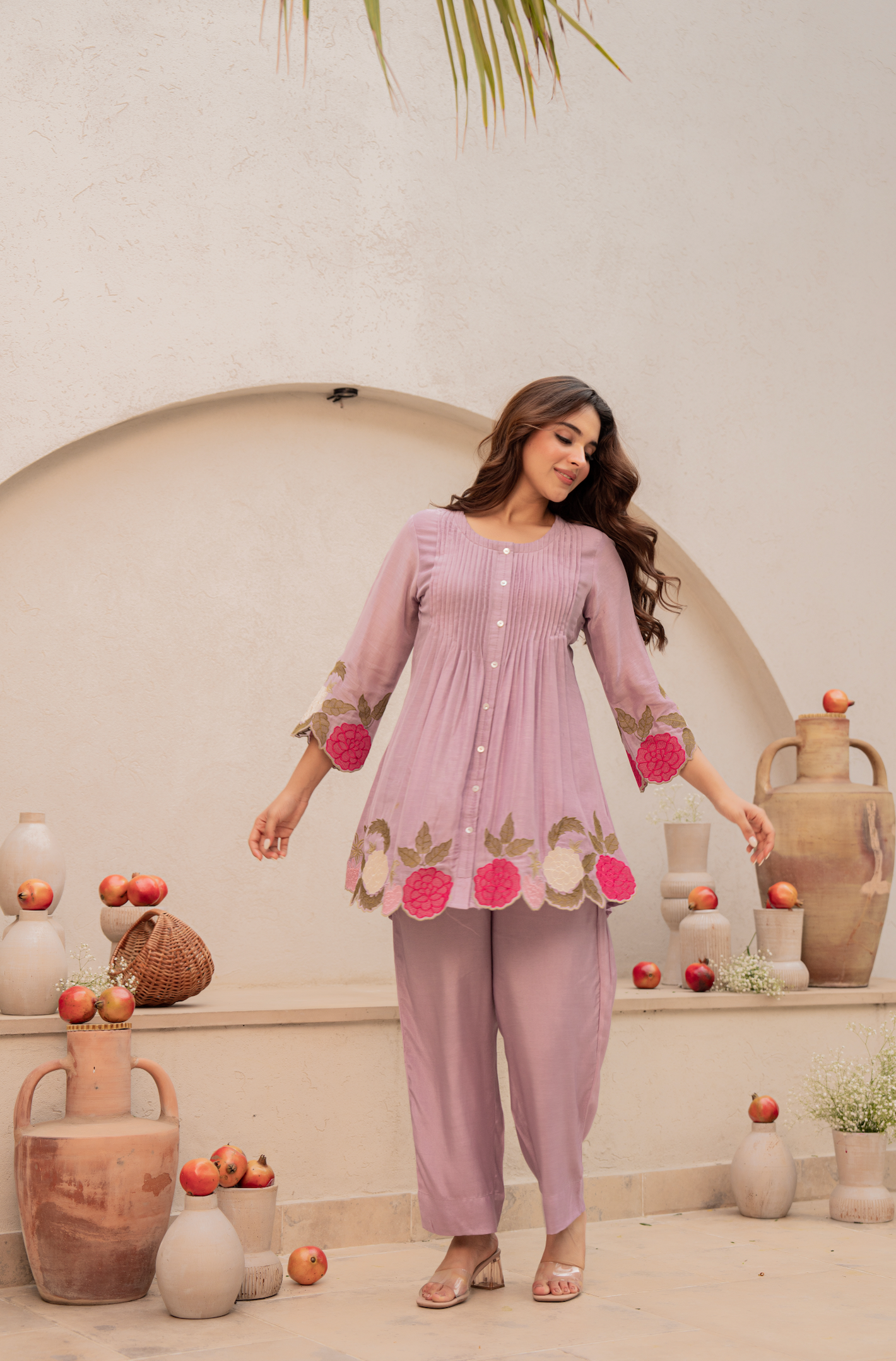 Blush Fern Mul Chanderi Set