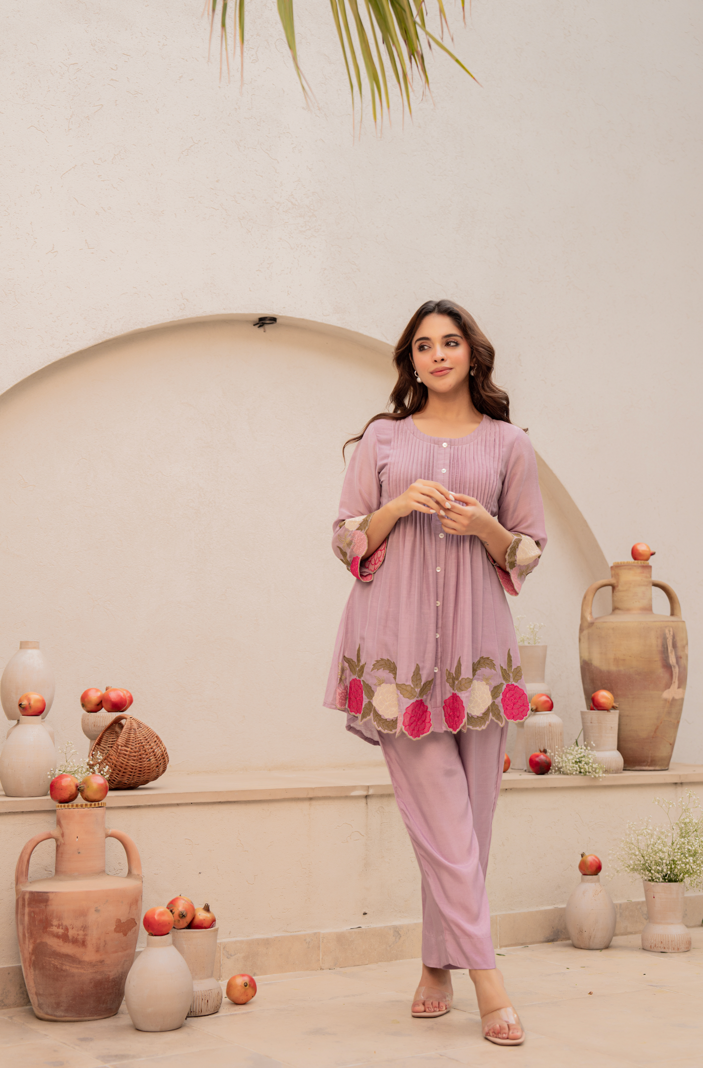 Blush Fern Mul Chanderi Set