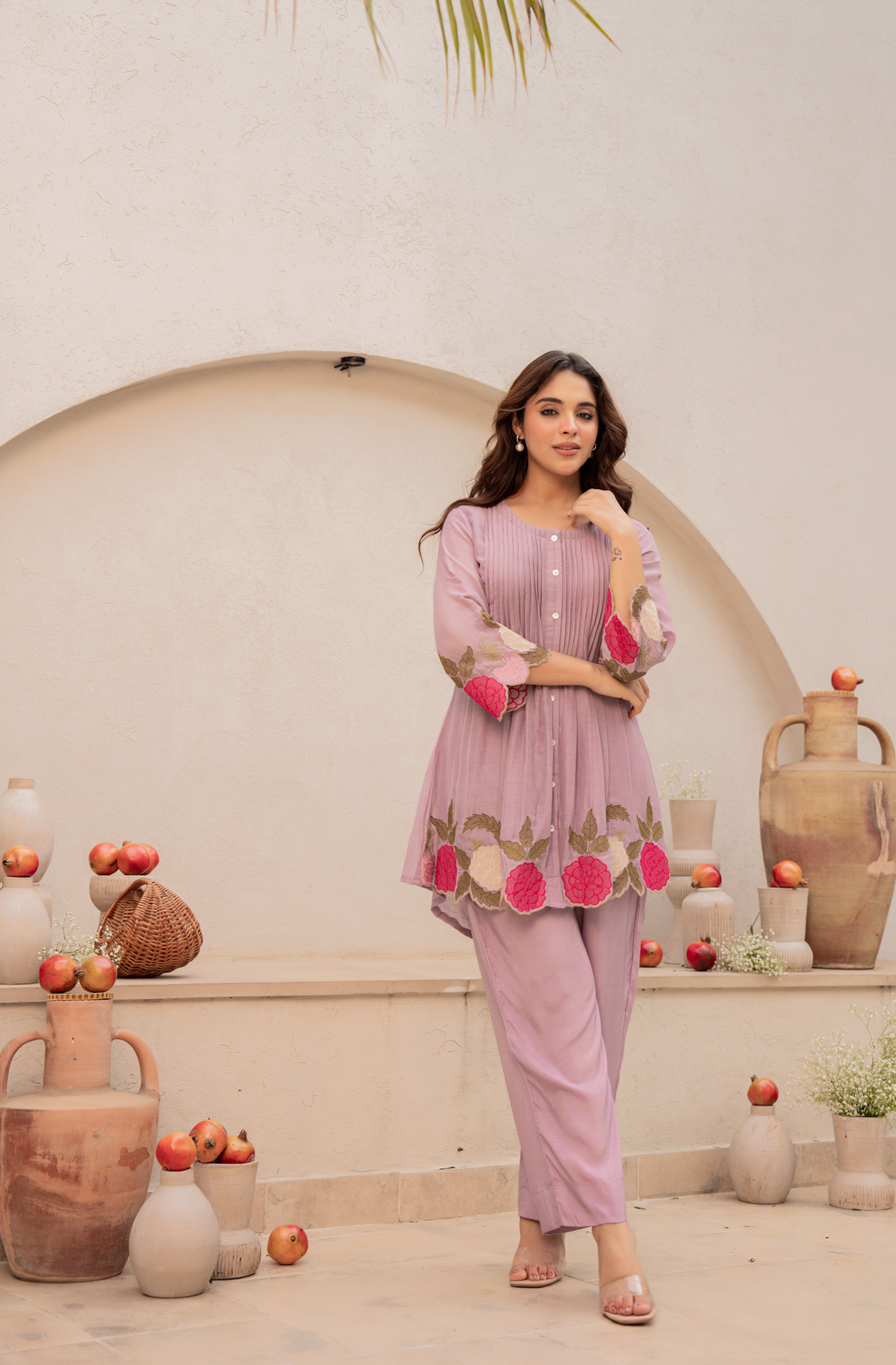 Blush Fern Mul Chanderi Set