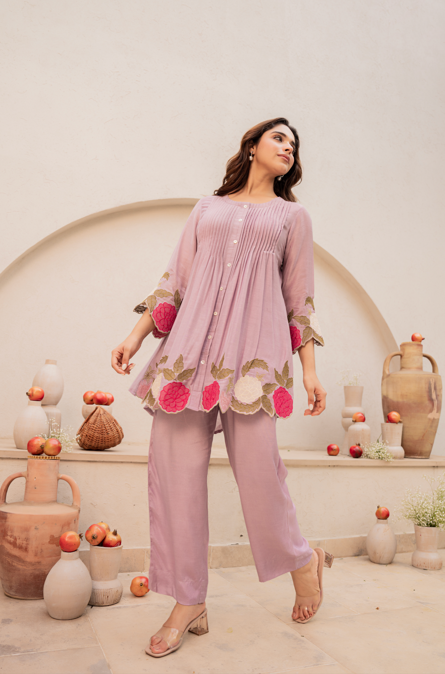 Blush Fern Mul Chanderi Set