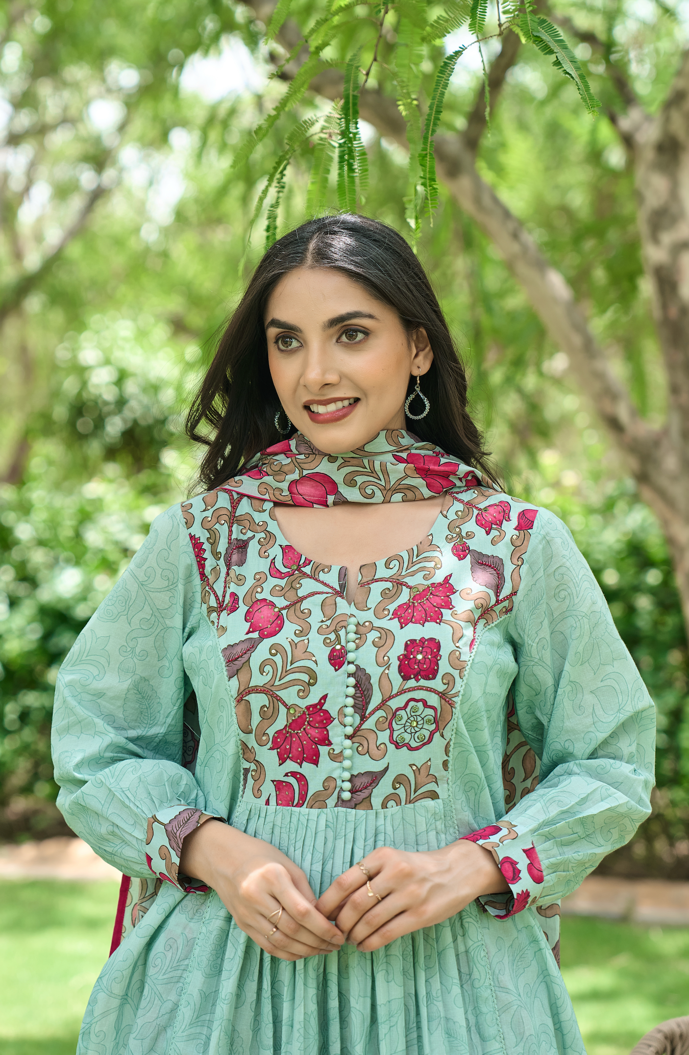Aqua Bloom Printed Suit Set