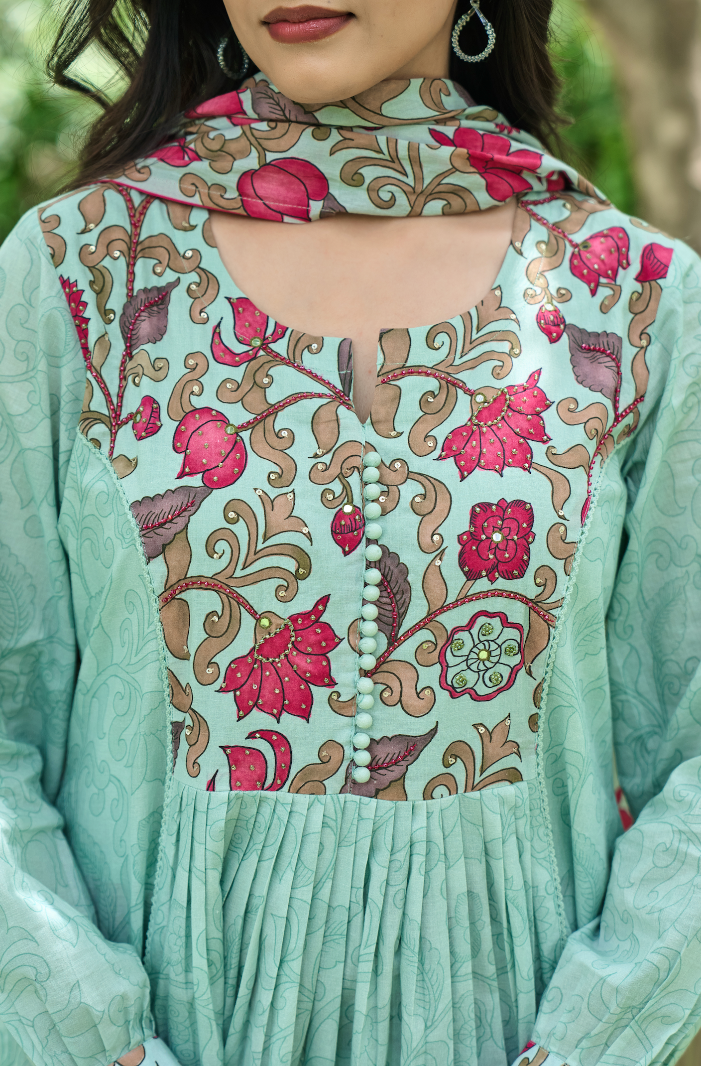 Aqua Bloom Printed Suit Set