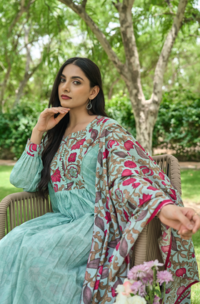 Aqua Bloom Printed Suit Set