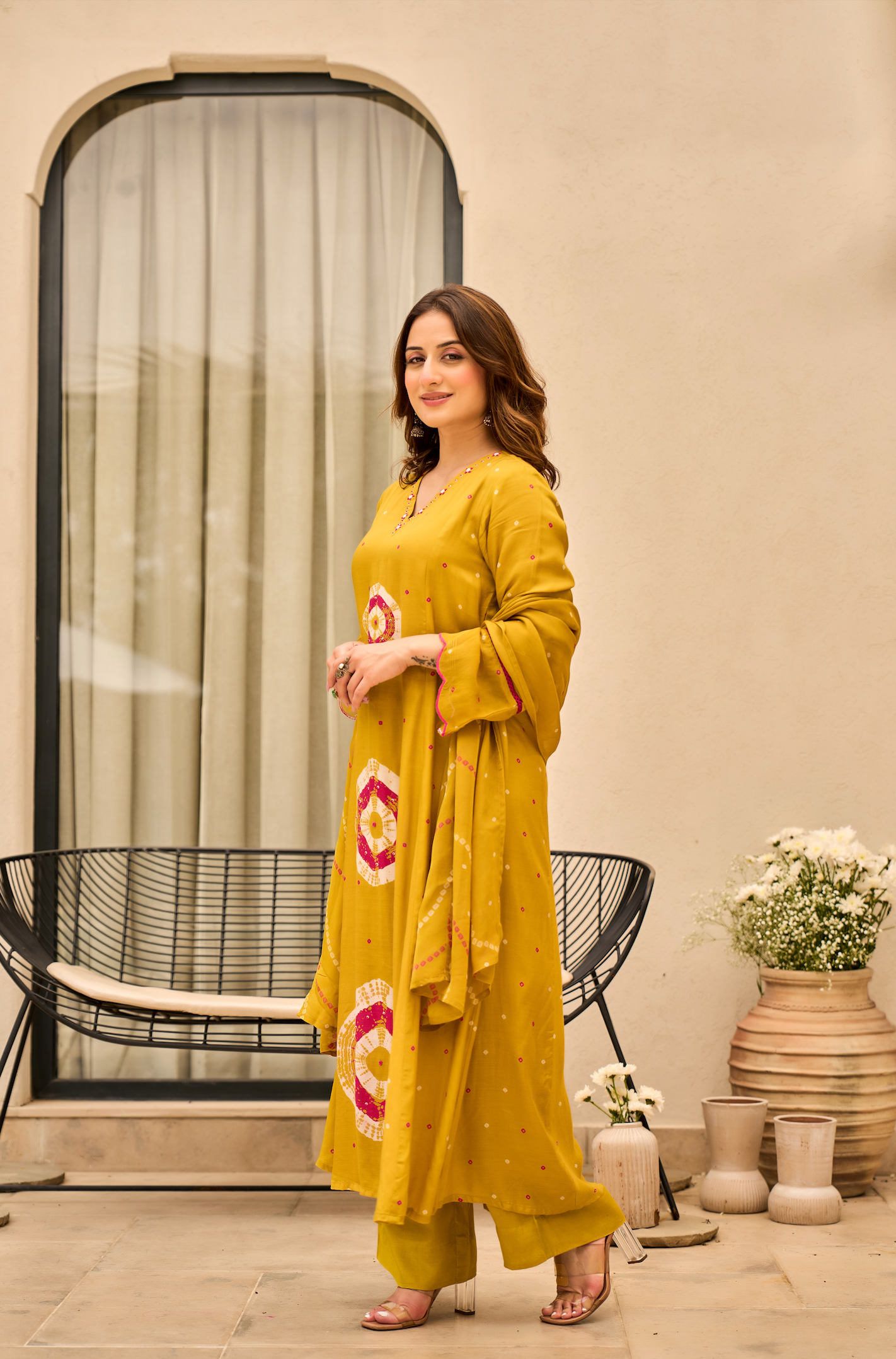 Sunlit Mustard Muslin Suit Set