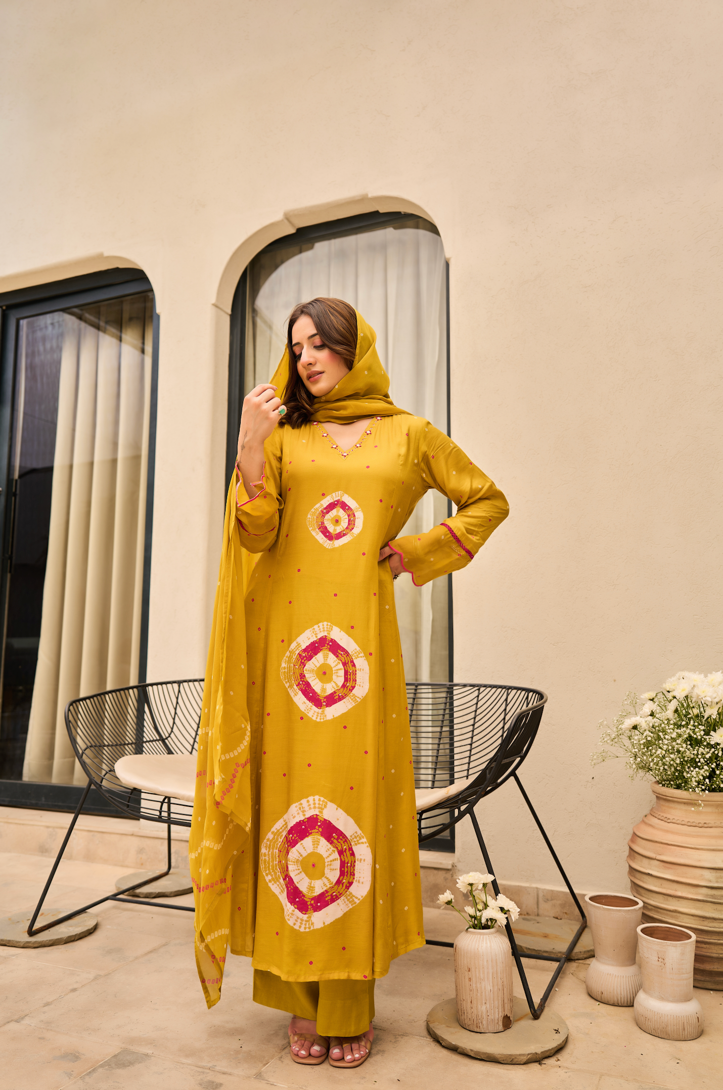 Sunlit Mustard Muslin Suit Set