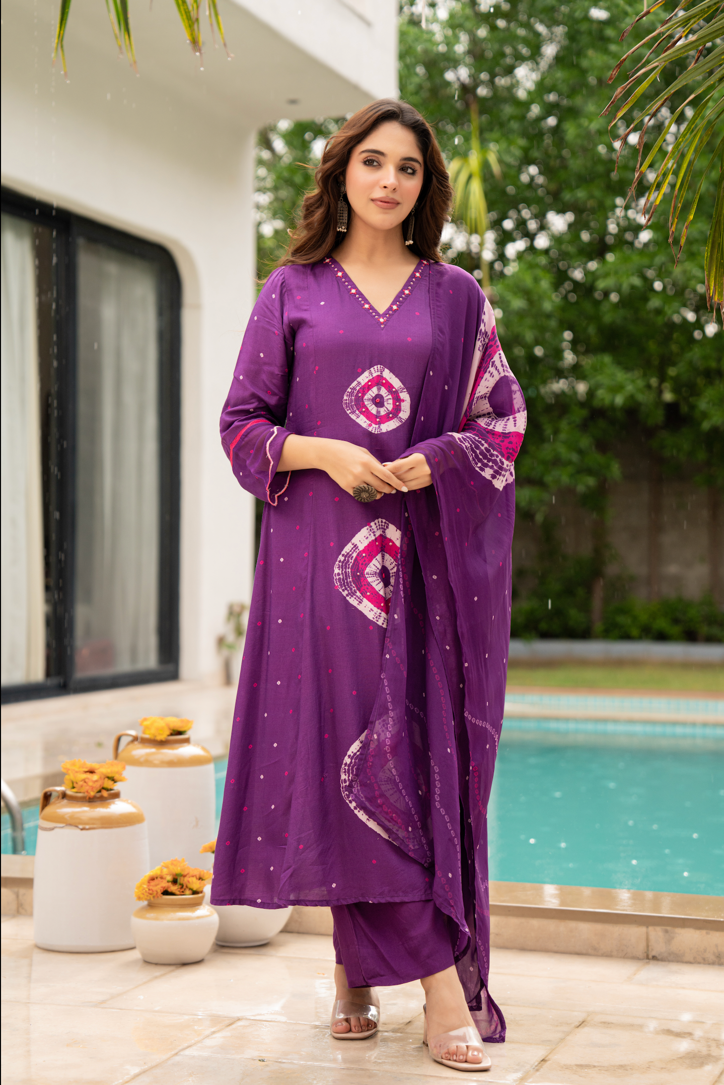 Royal Plum Muslin Suit Set