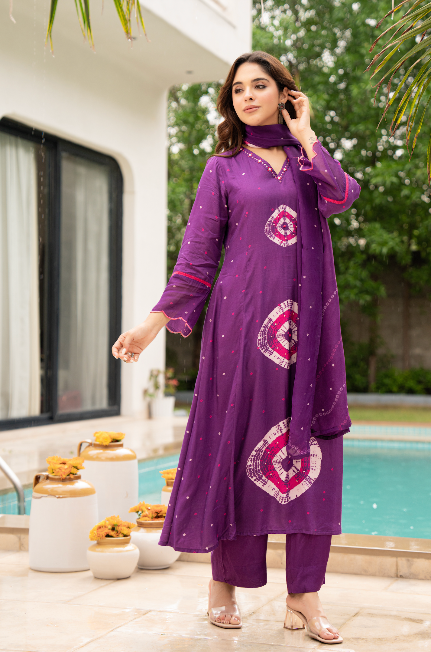 Royal Plum Muslin Suit Set