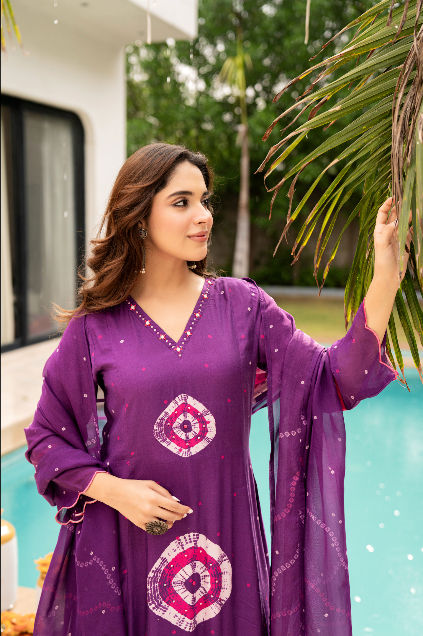 Royal Plum Muslin Suit Set