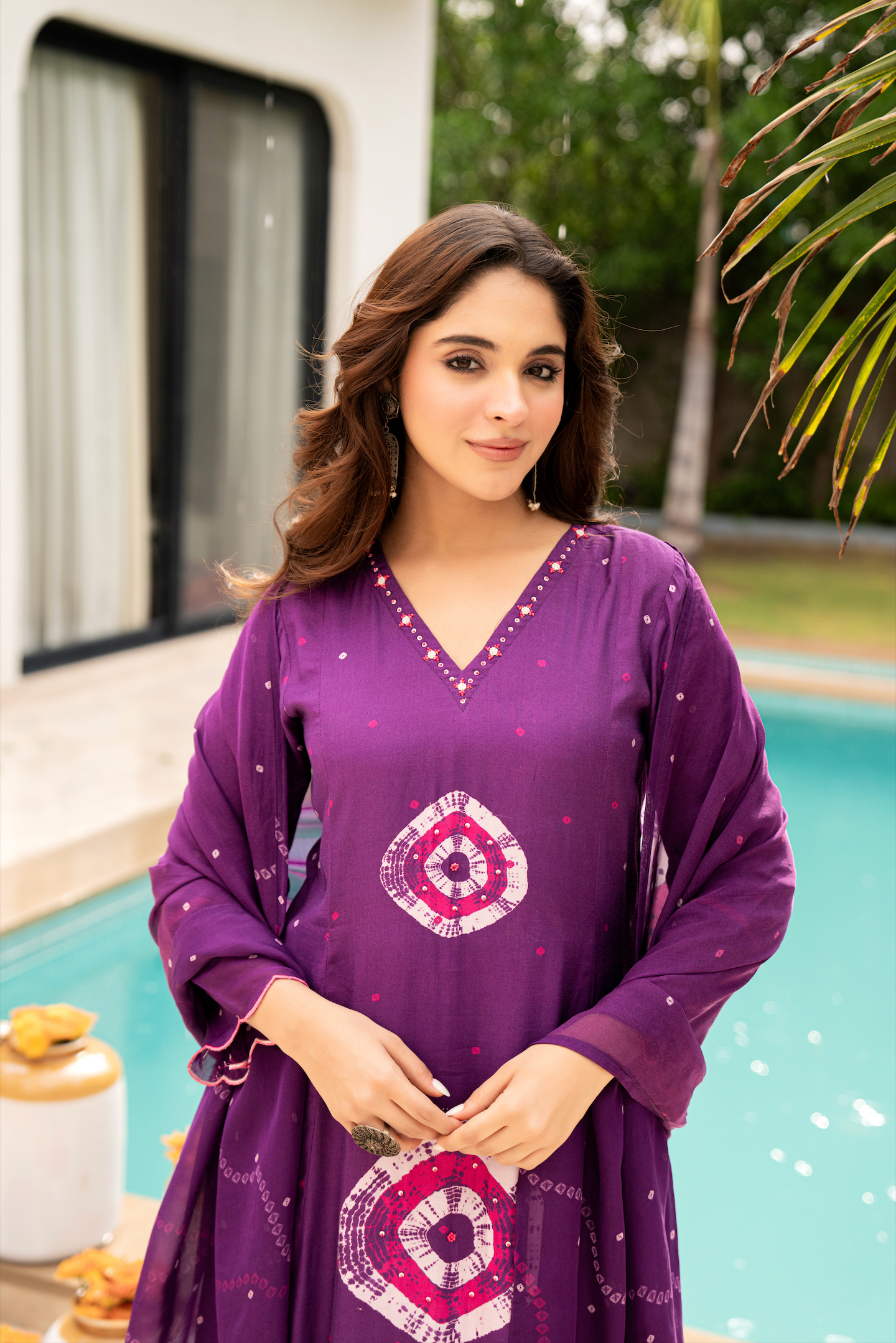 Royal Plum Muslin Suit Set