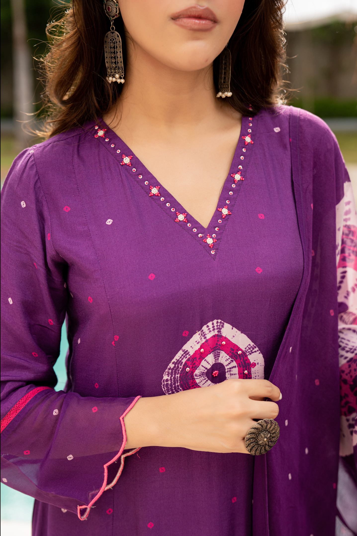 Royal Plum Muslin Suit Set