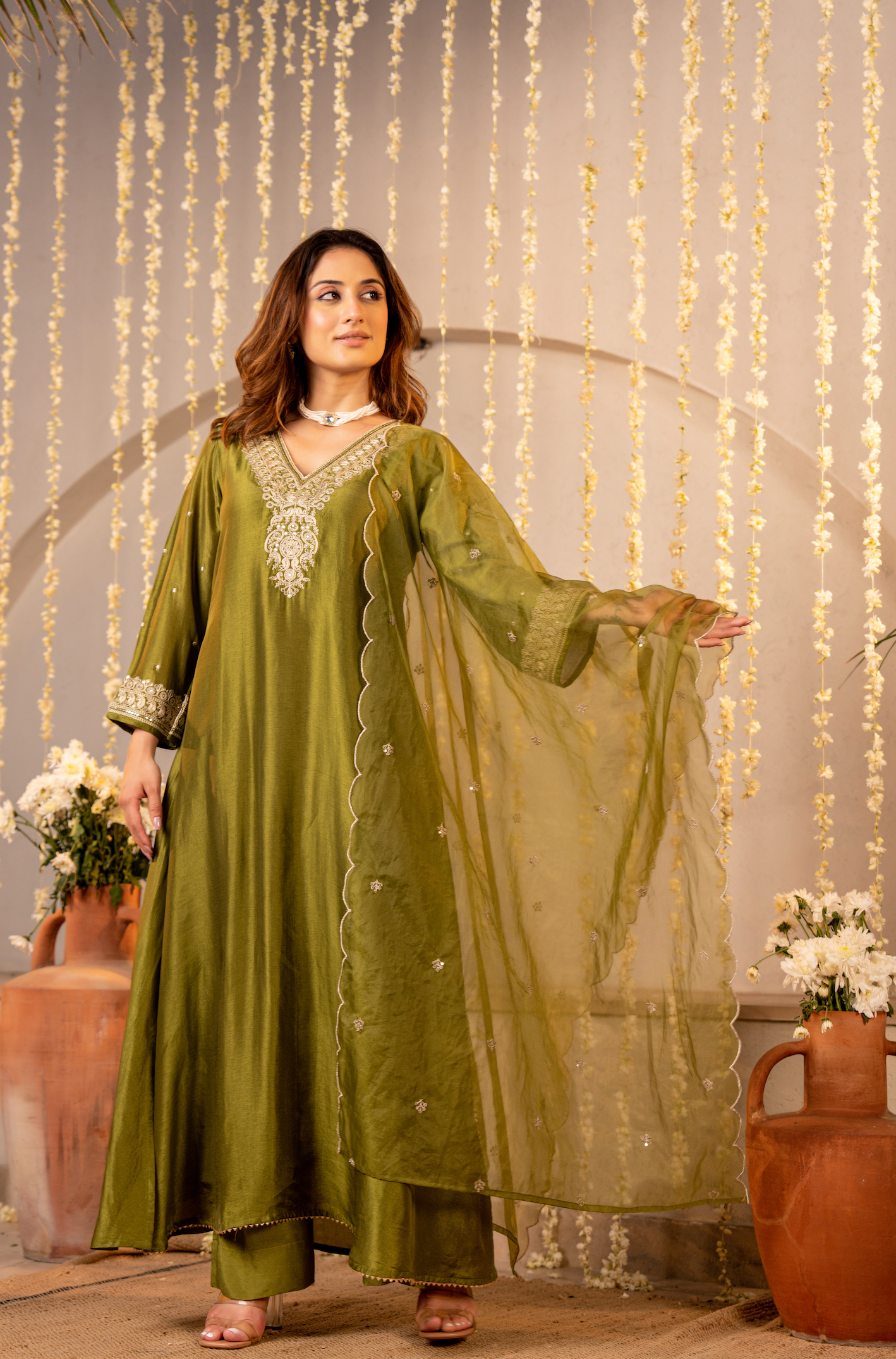 Emerald Whisper Silk Suit Set