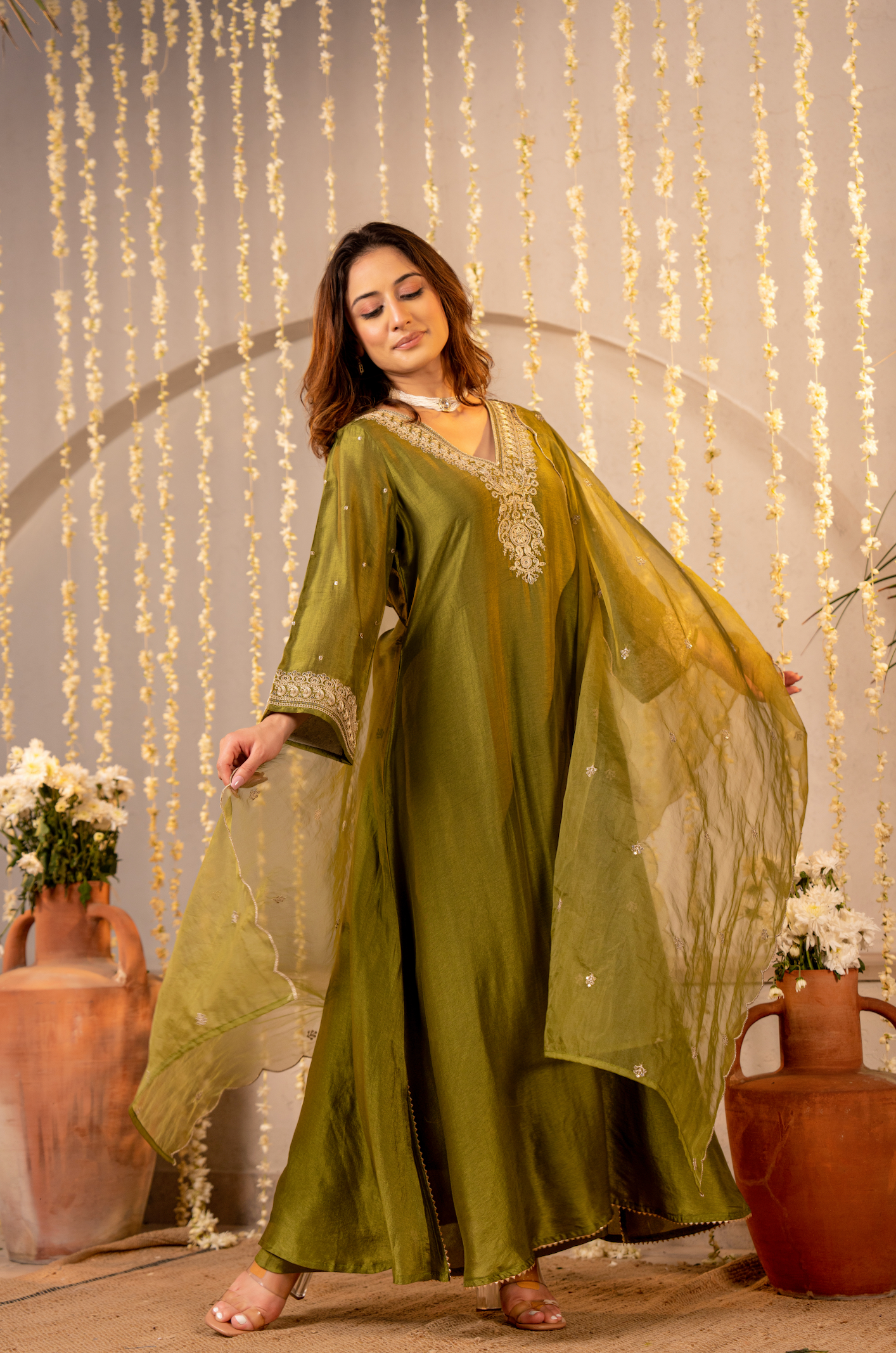 Emerald Whisper Silk Suit Set