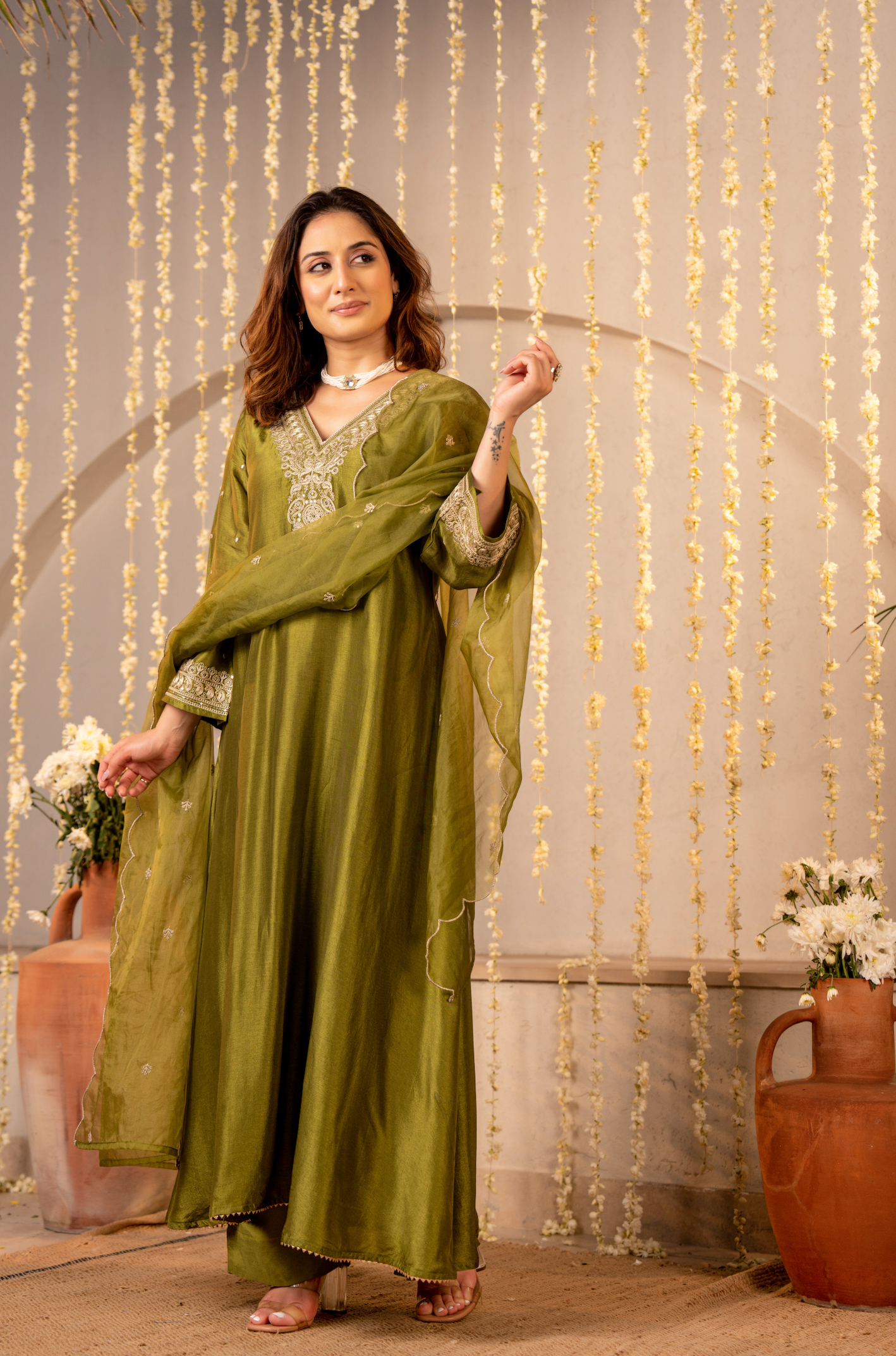Emerald Whisper Silk Suit Set