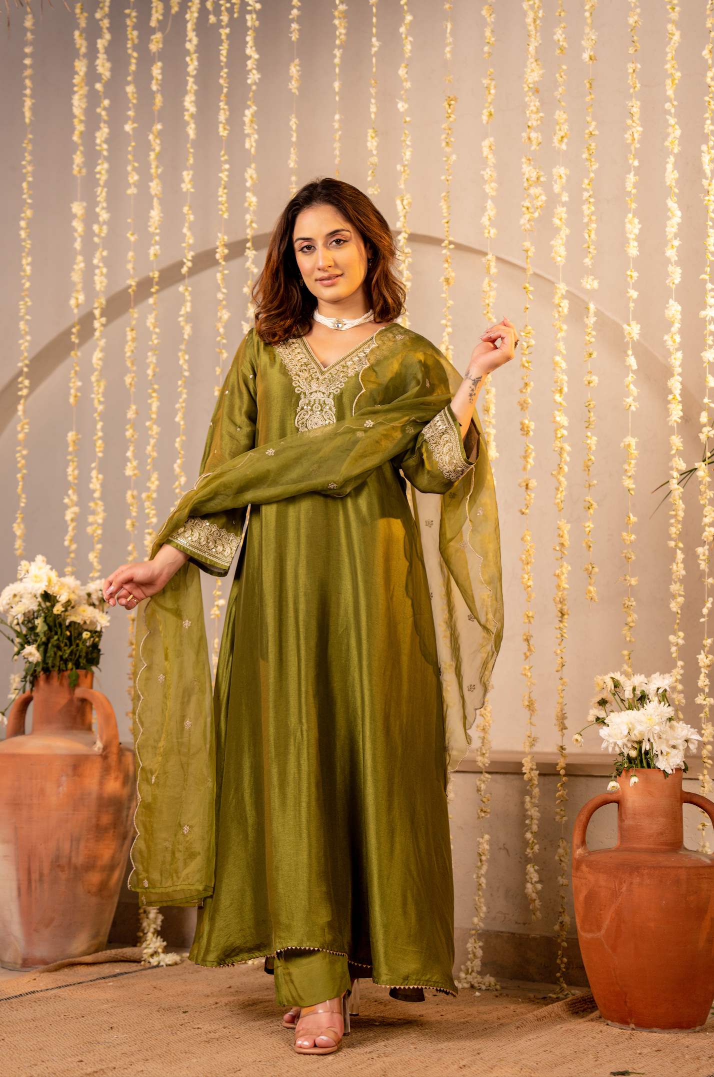 Emerald Whisper Silk Suit Set