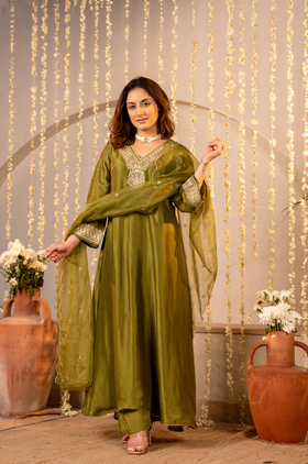 Emerald Whisper Silk Suit Set