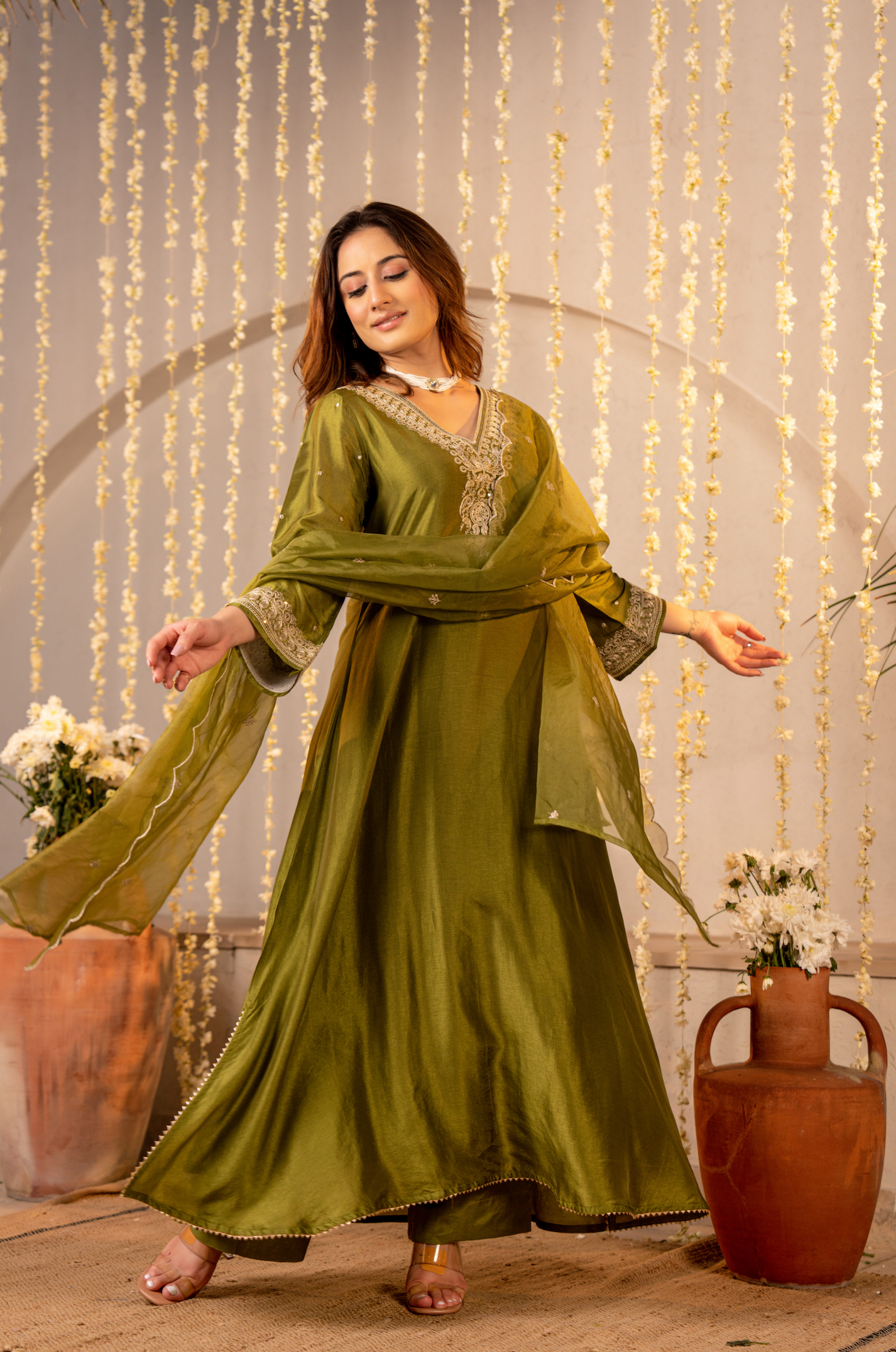 Emerald Whisper Silk Suit Set