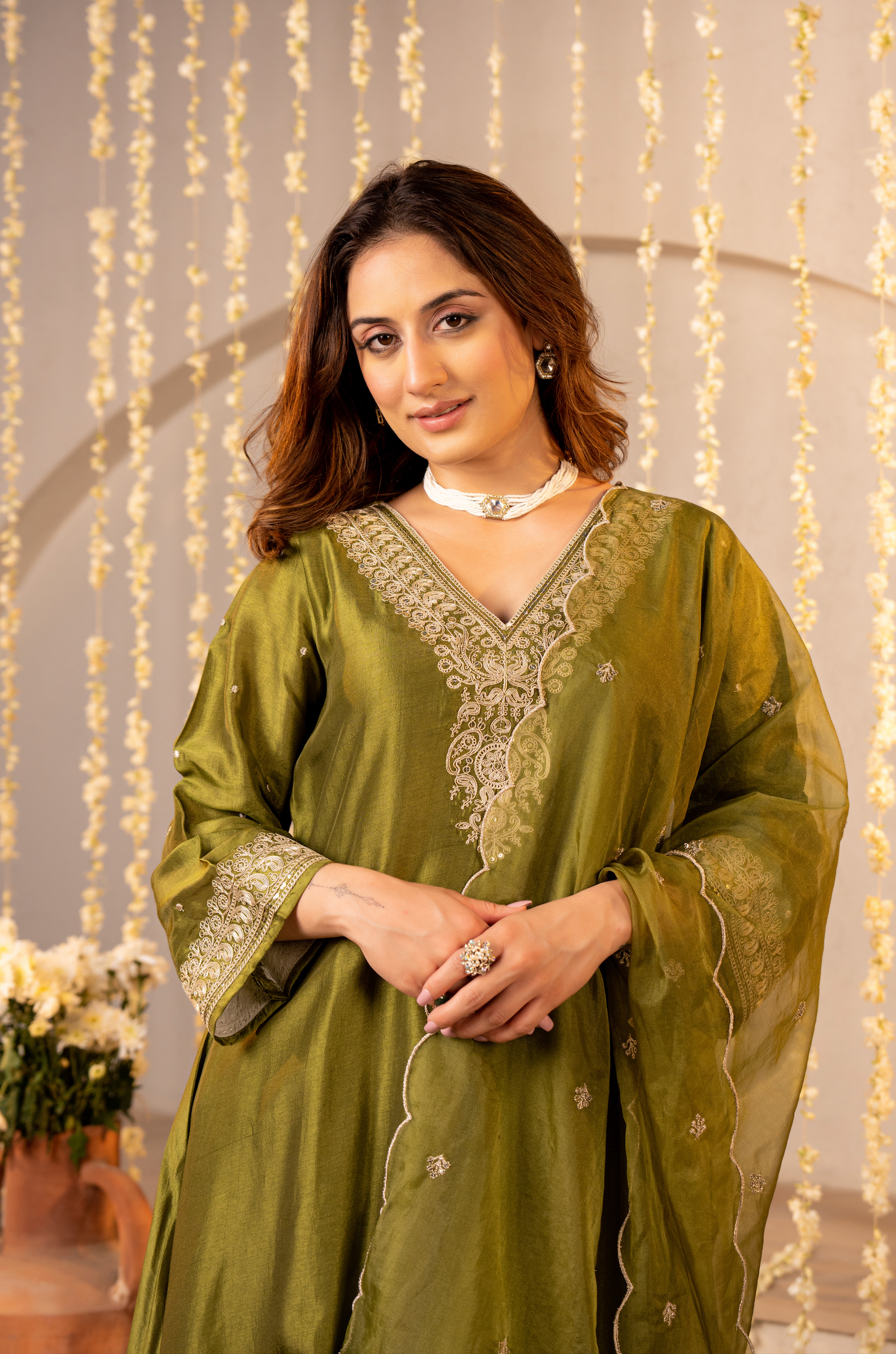 Emerald Whisper Silk Suit Set