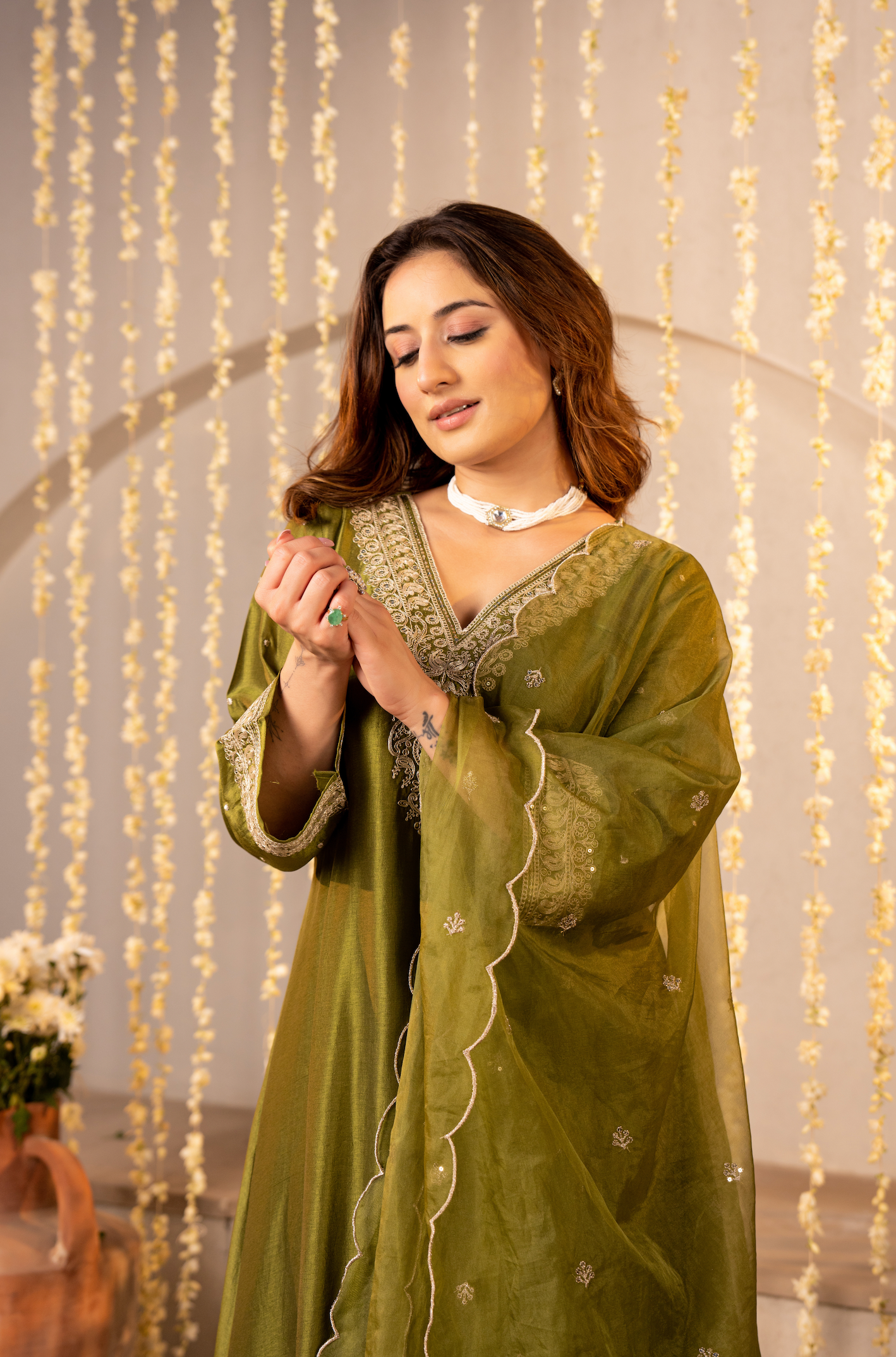 Emerald Whisper Silk Suit Set