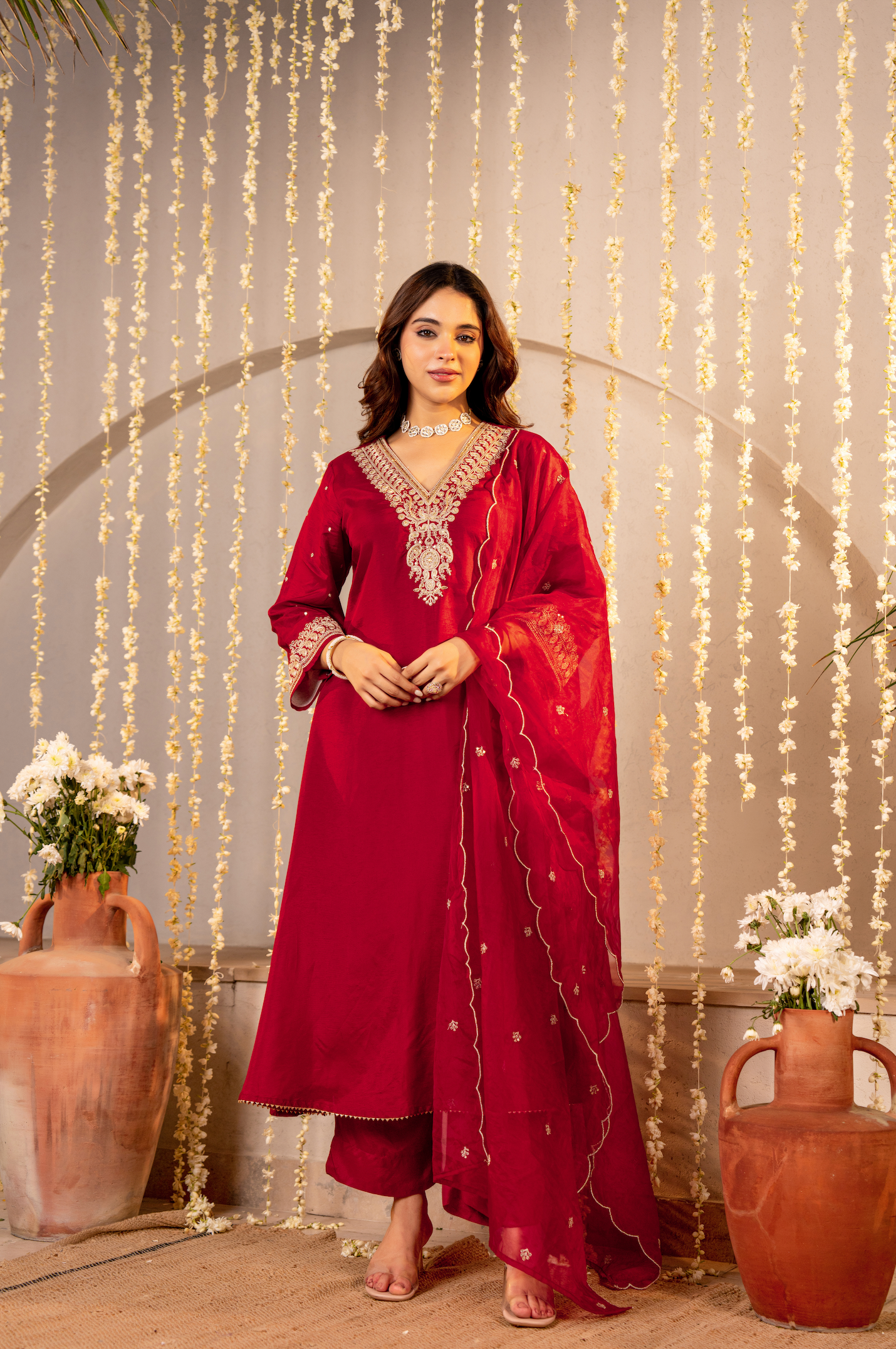 Rosa Ember Silk Suit Set