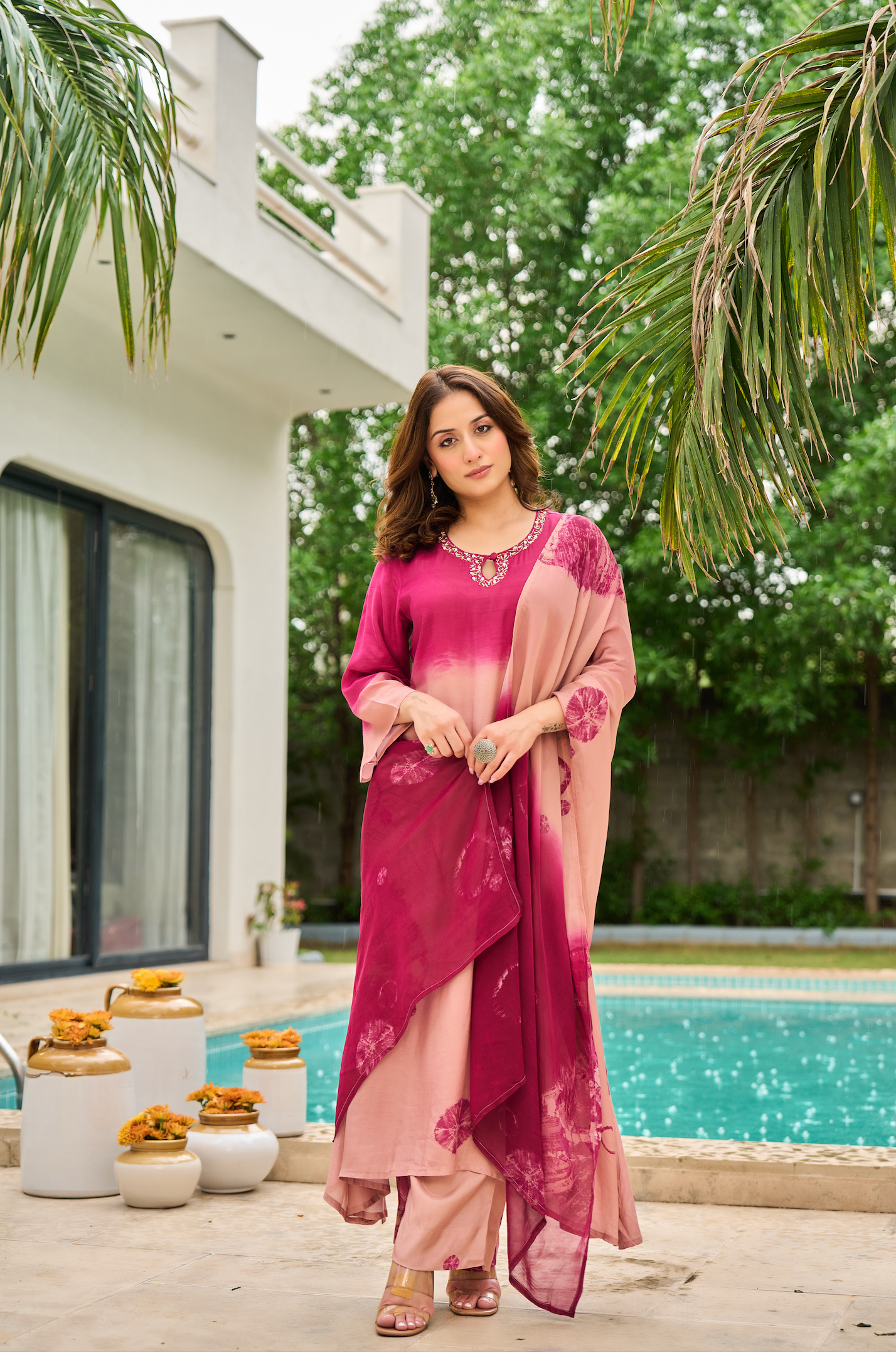 Crimson Dust Muslin Suit Set