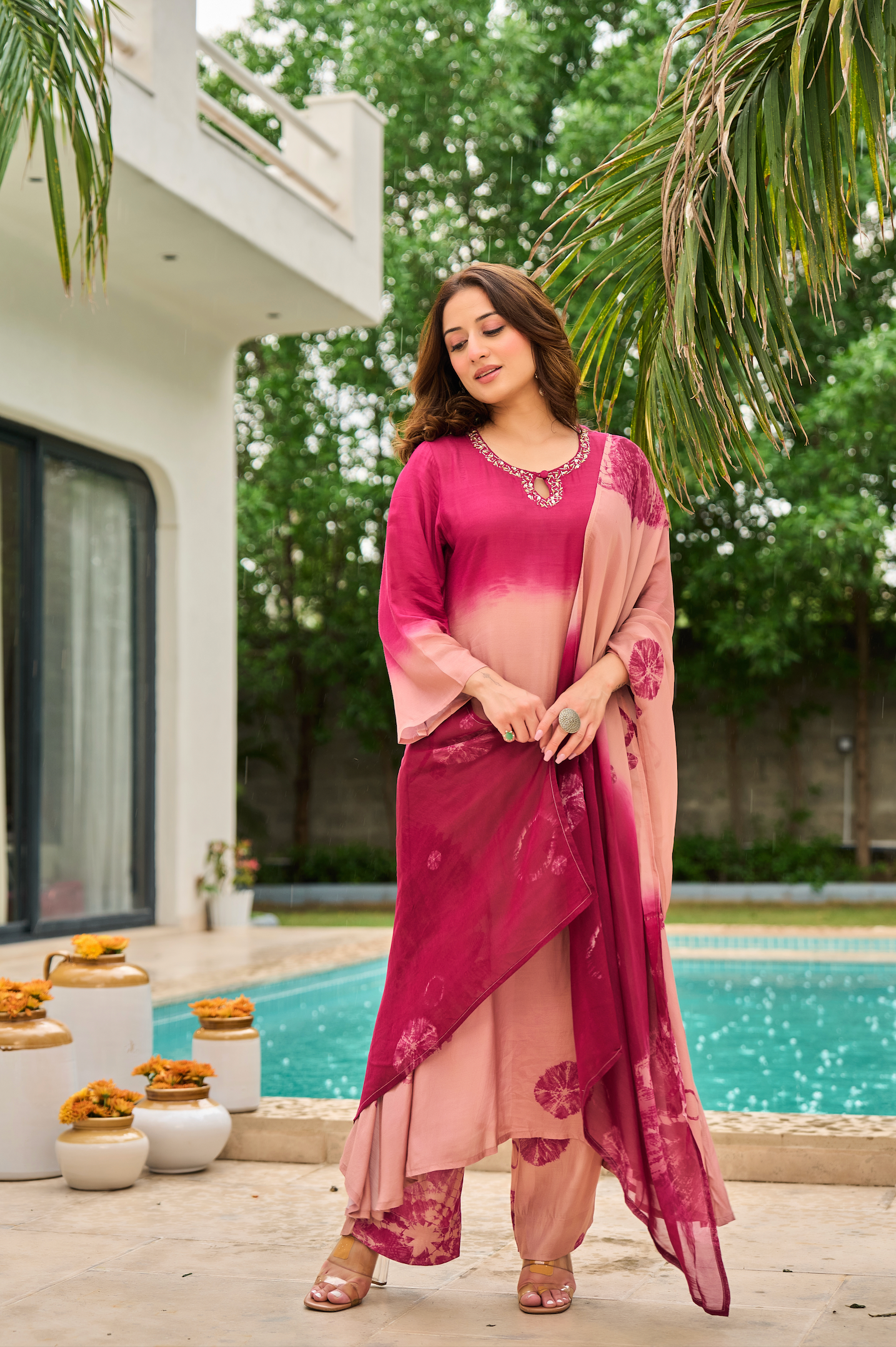 Crimson Dust Muslin Suit Set