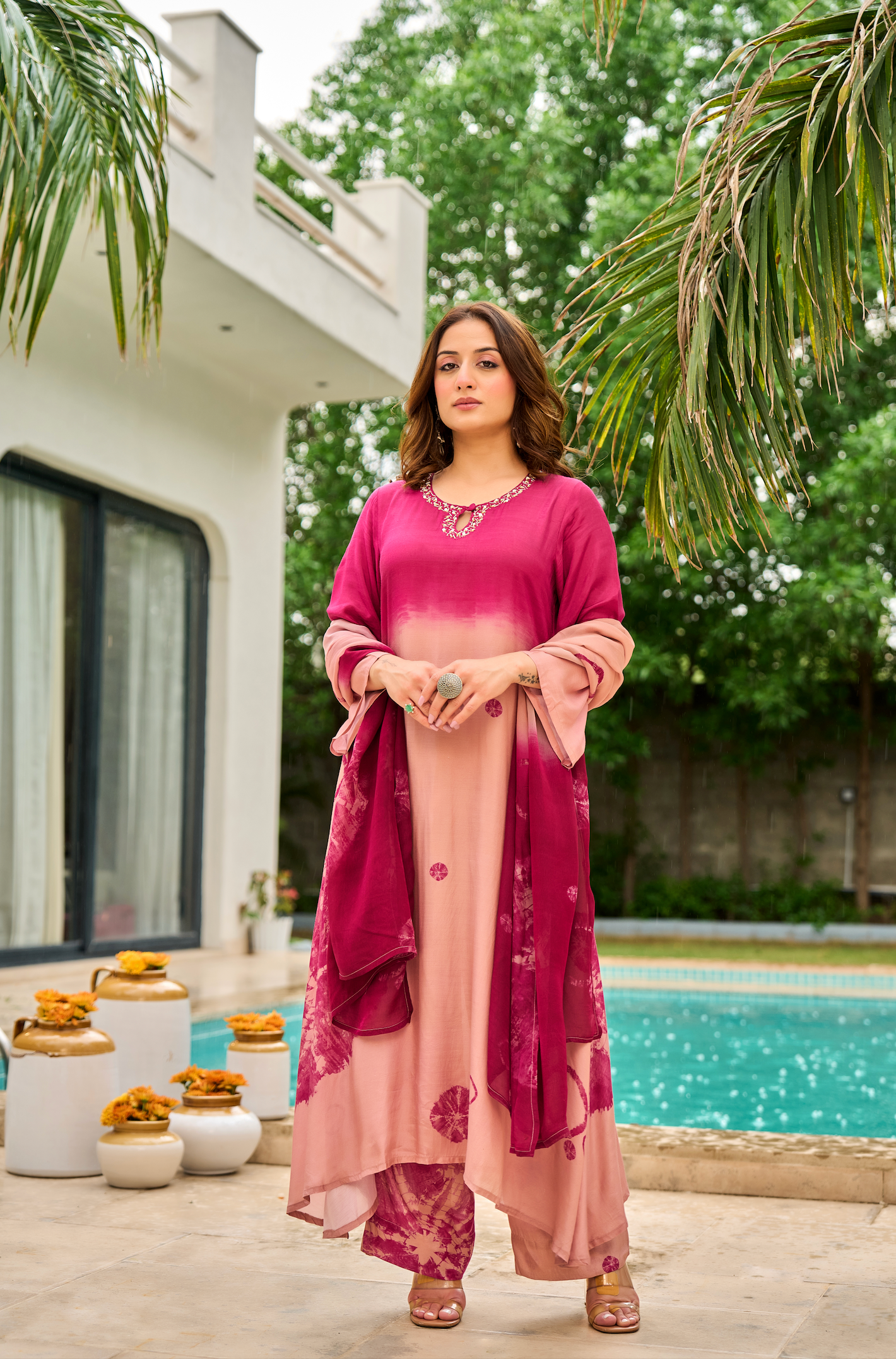 Crimson Dust Muslin Suit Set