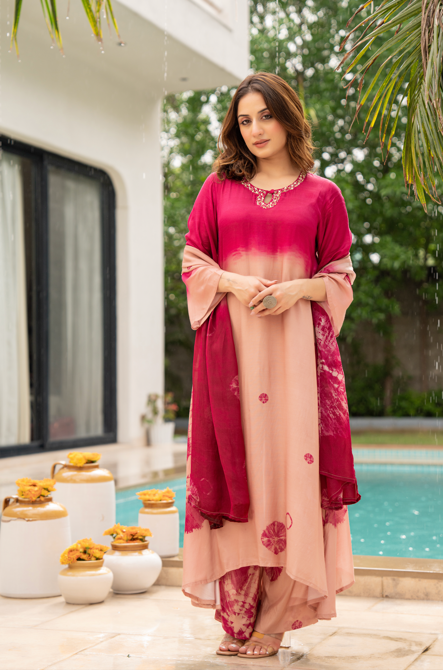 Crimson Dust Muslin Suit Set