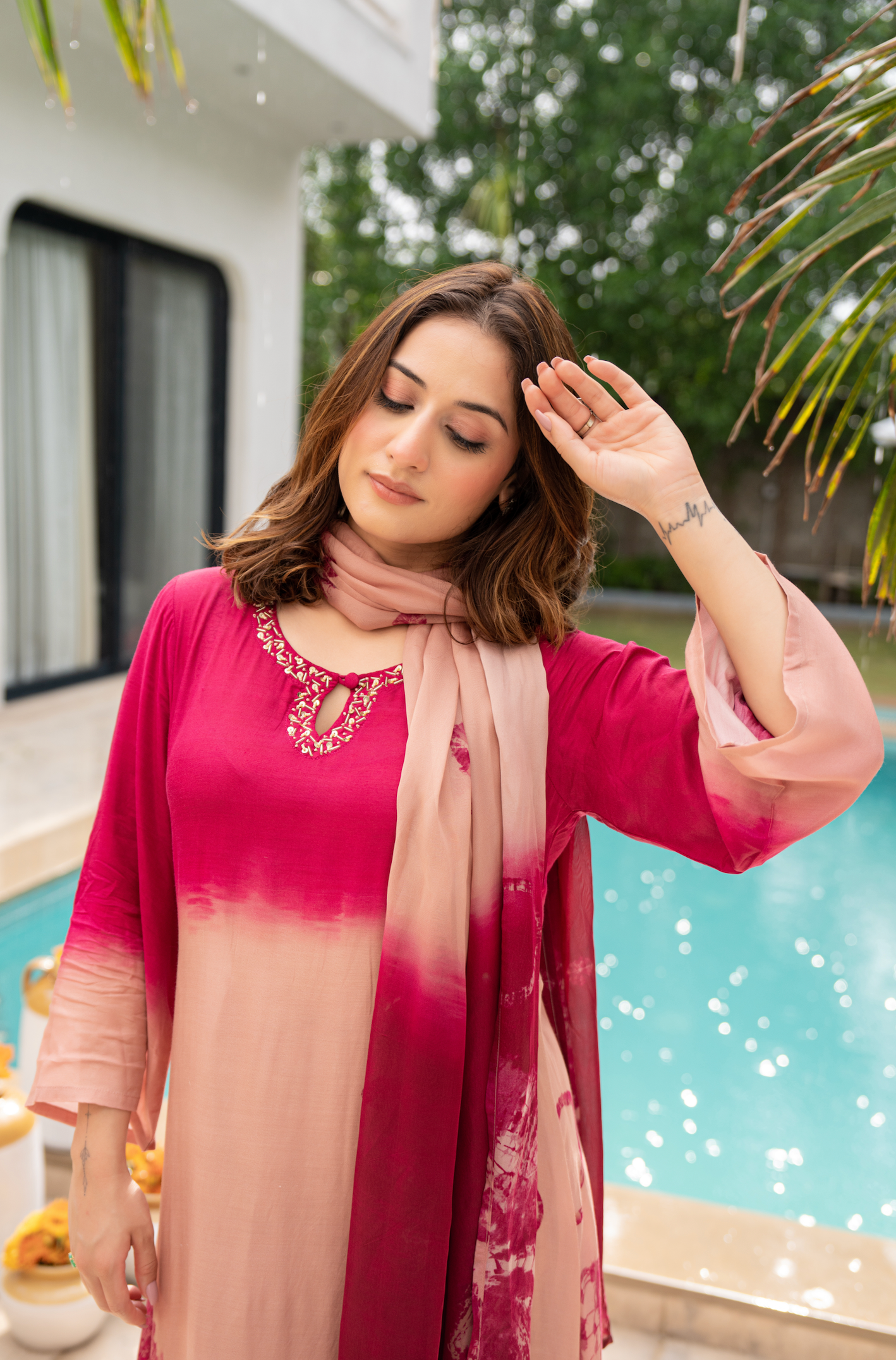 Crimson Dust Muslin Suit Set