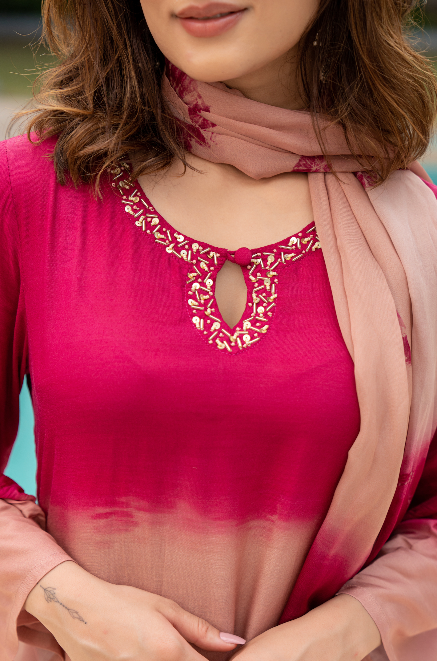 Crimson Dust Muslin Suit Set