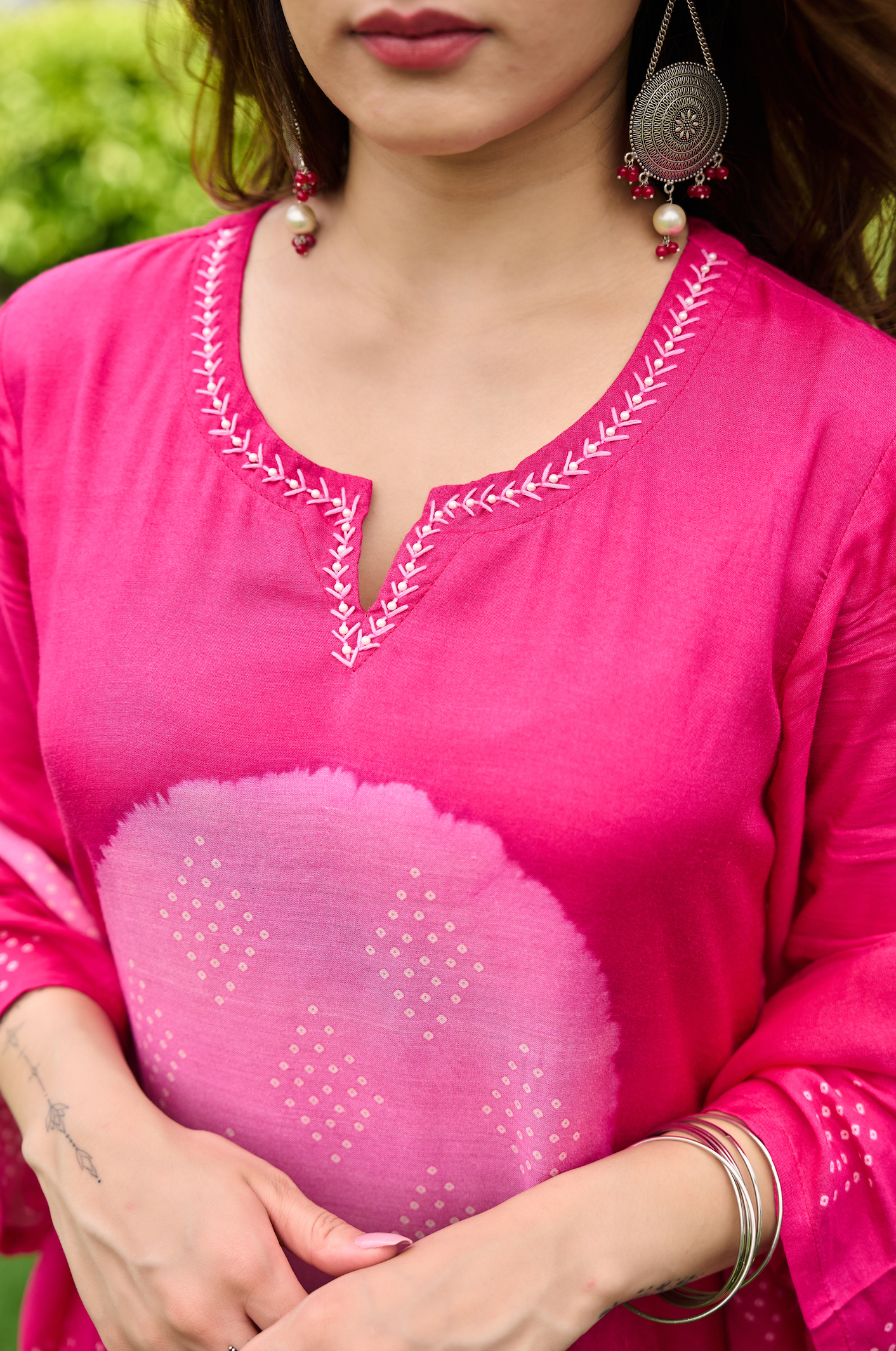 Fuchsia Muslin Printed Suit Set