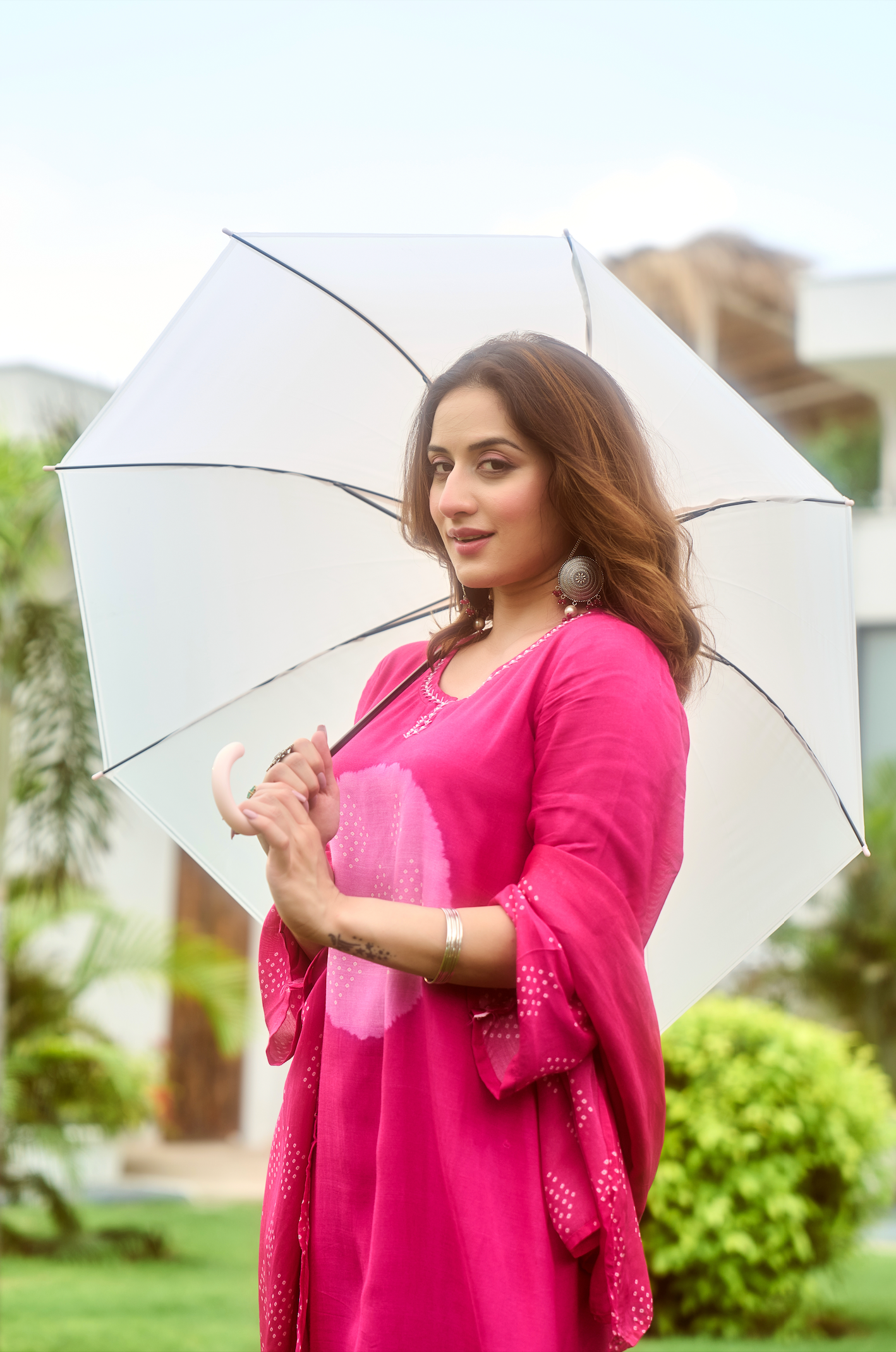 Fuchsia Muslin Printed Suit Set