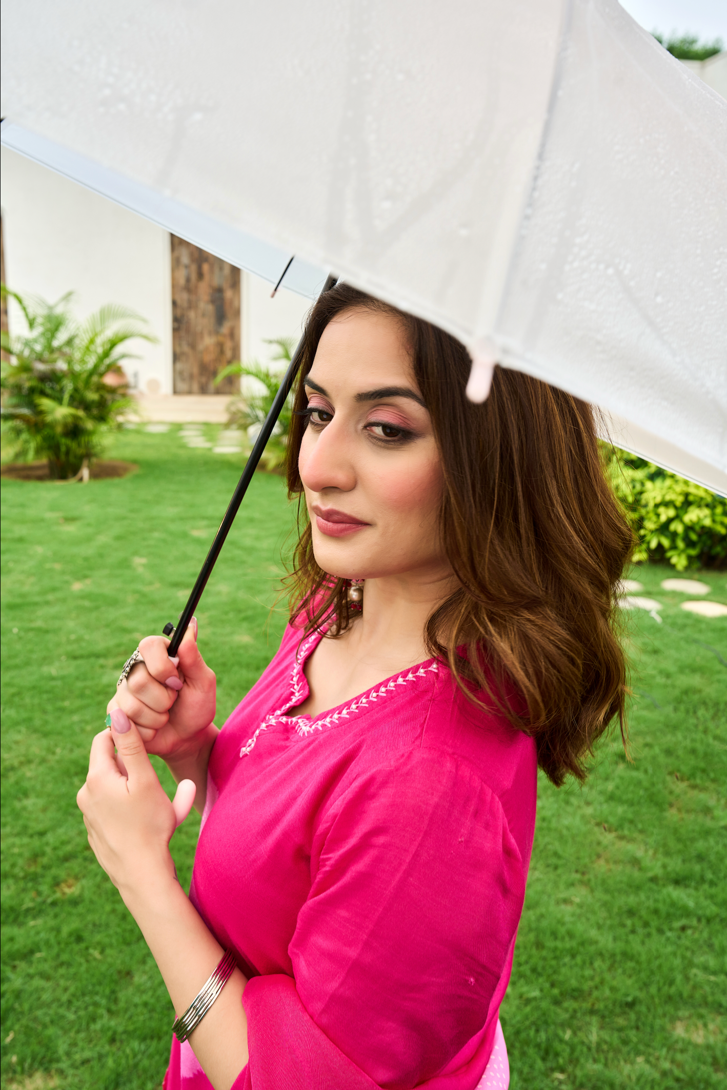 Fuchsia Muslin Printed Suit Set