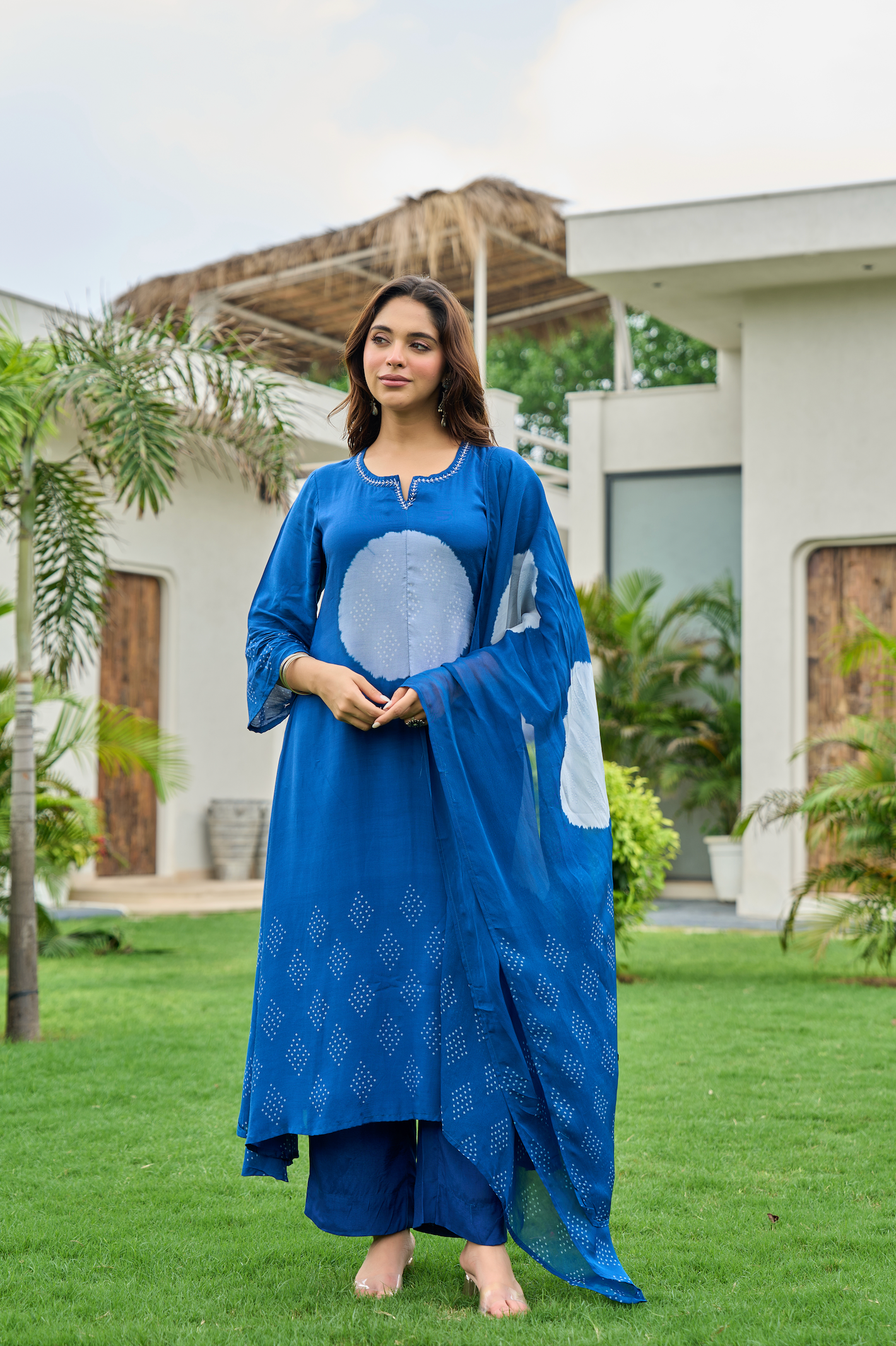 Sapphire Bloom Muslin Printed Suit Set