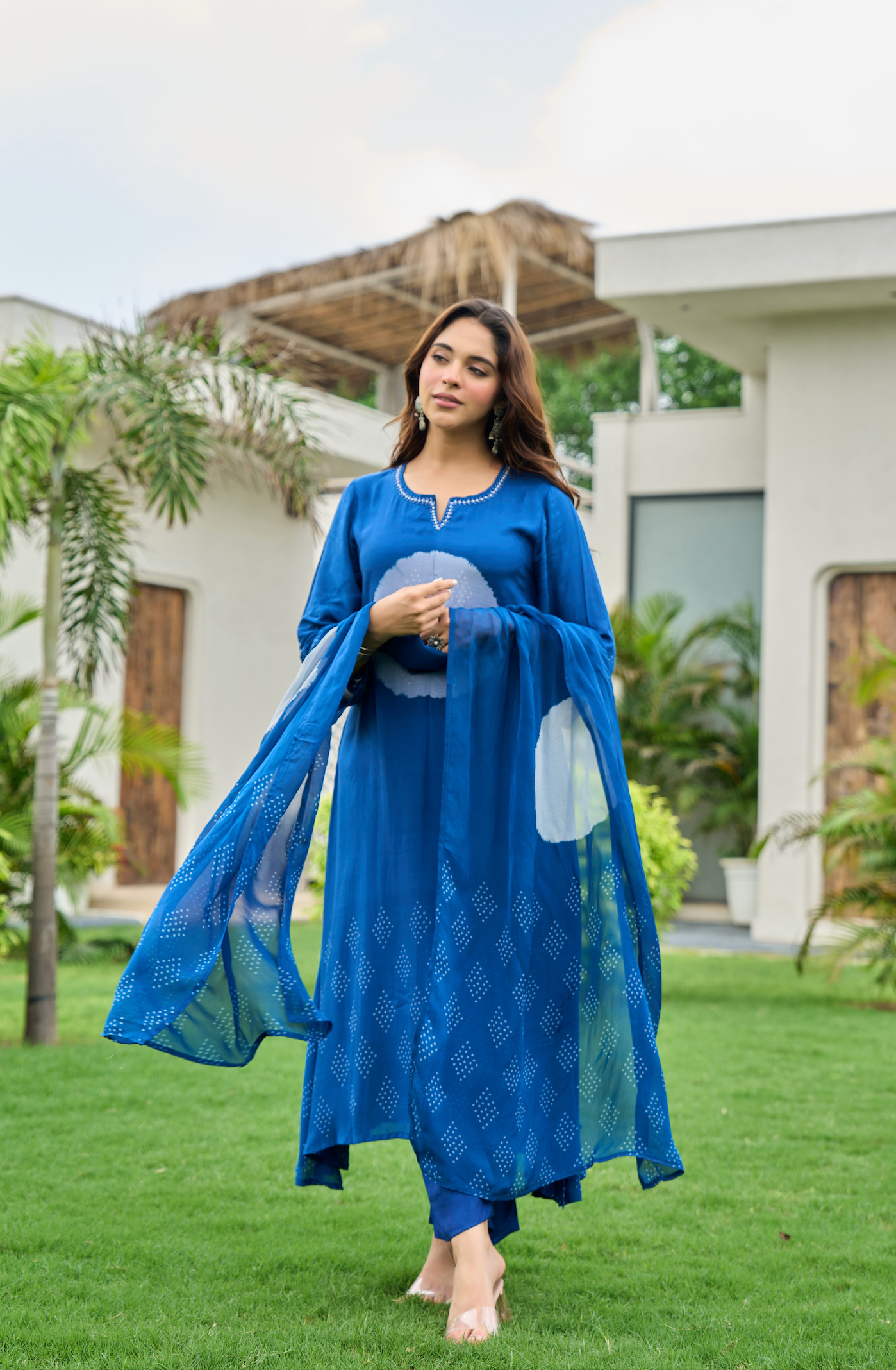 Sapphire Bloom Muslin Printed Suit Set