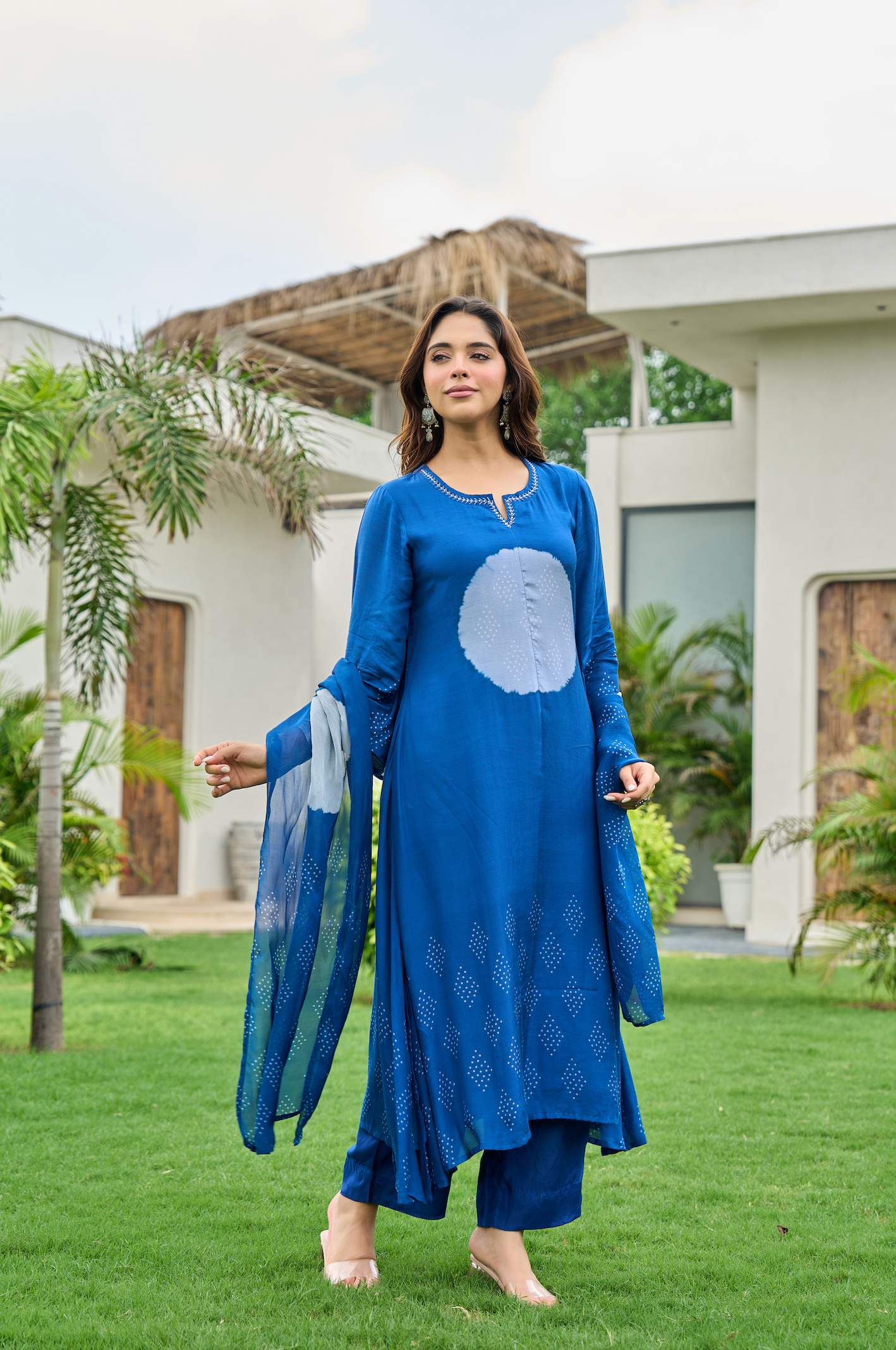 Sapphire Bloom Muslin Printed Suit Set