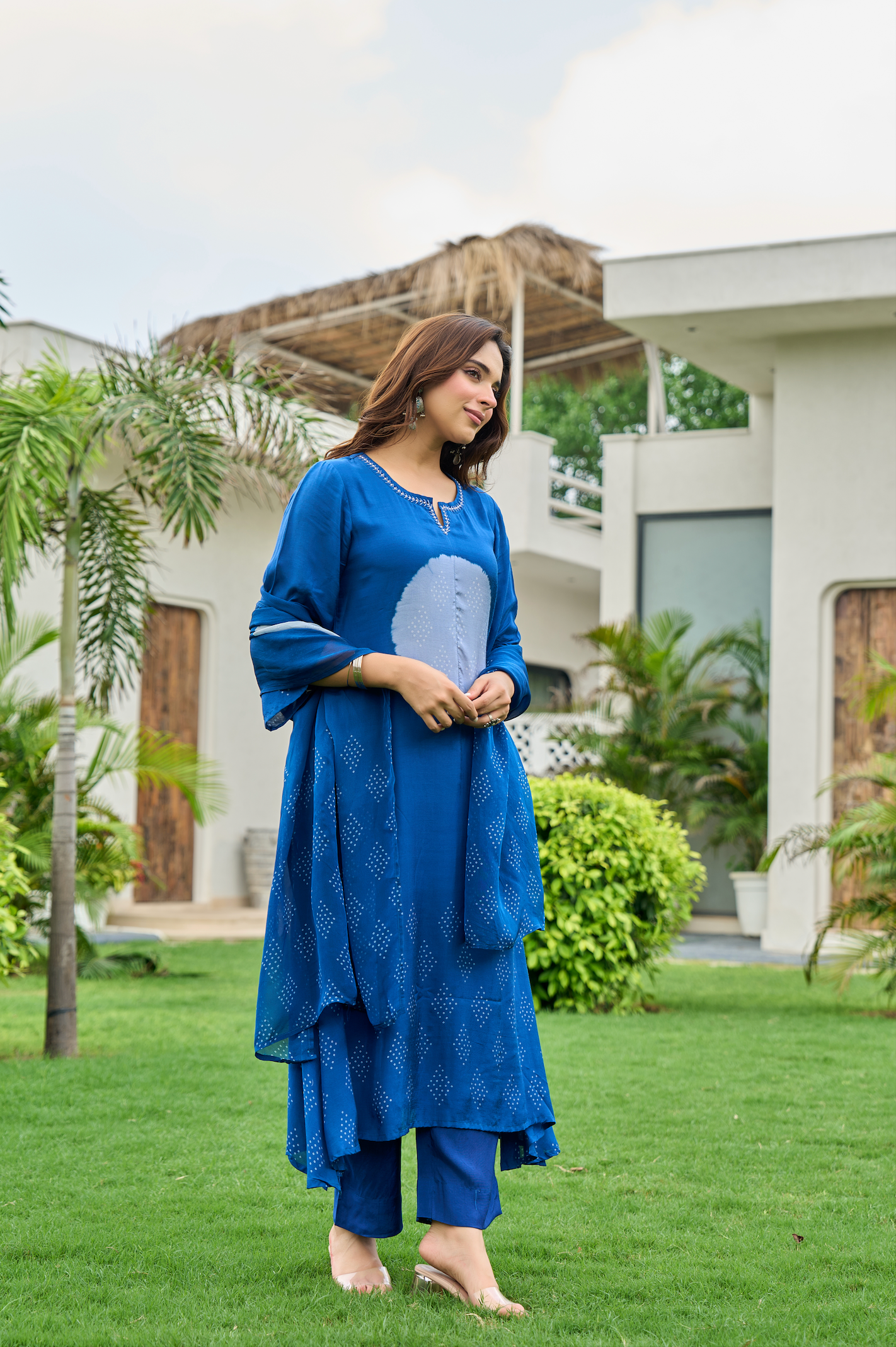 Sapphire Bloom Muslin Printed Suit Set