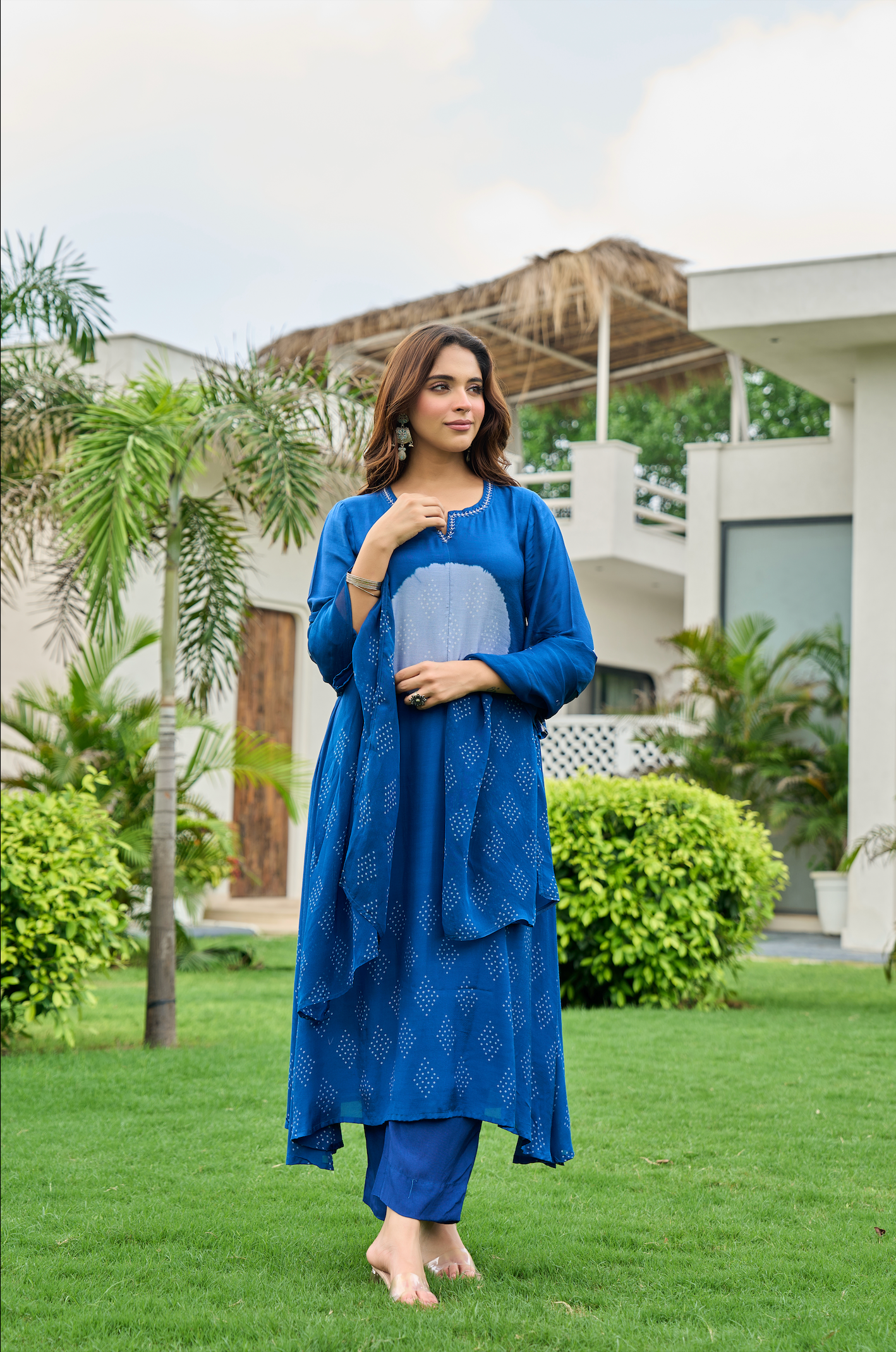 Sapphire Bloom Muslin Printed Suit Set
