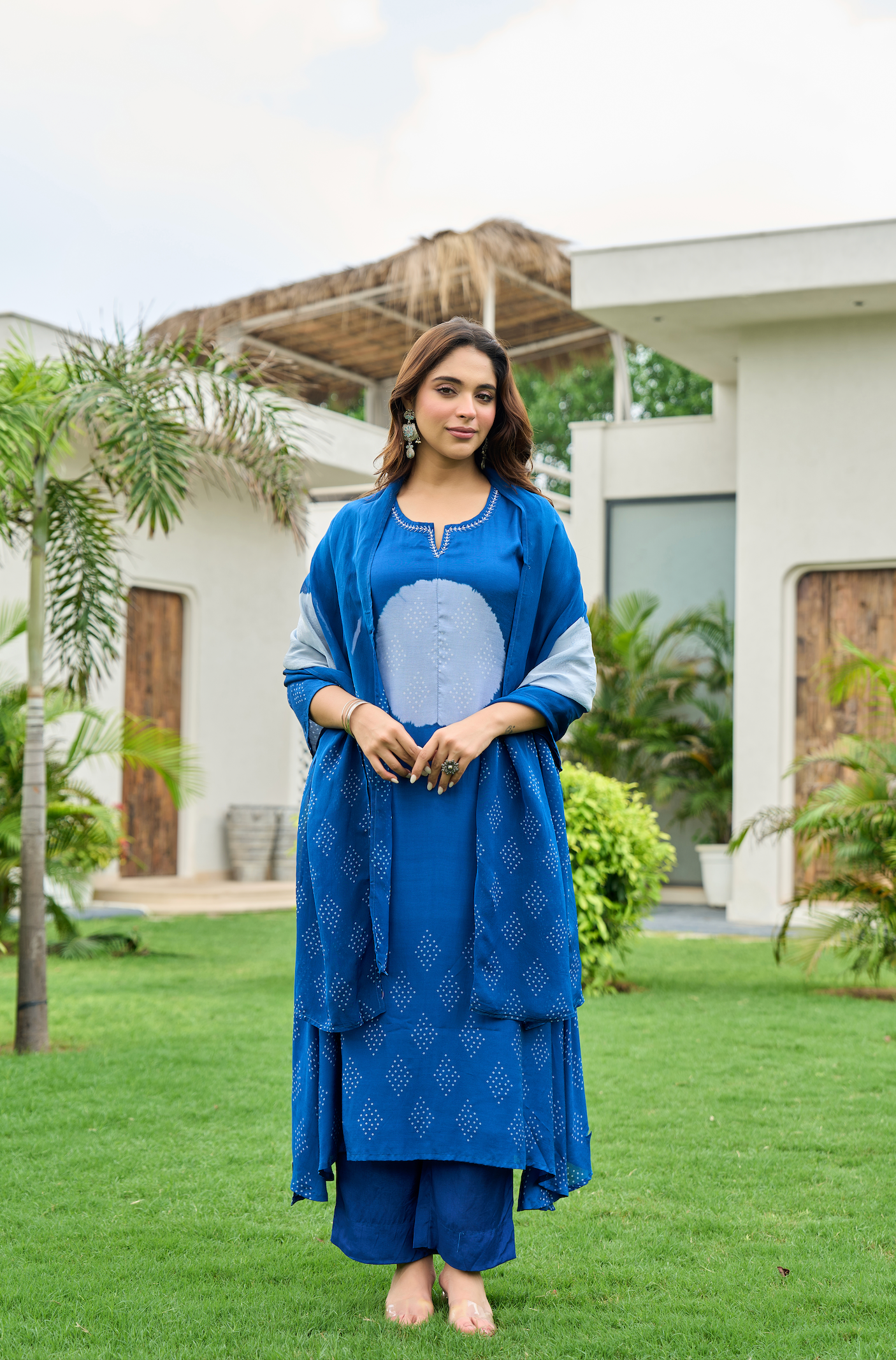 Sapphire Bloom Muslin Printed Suit Set