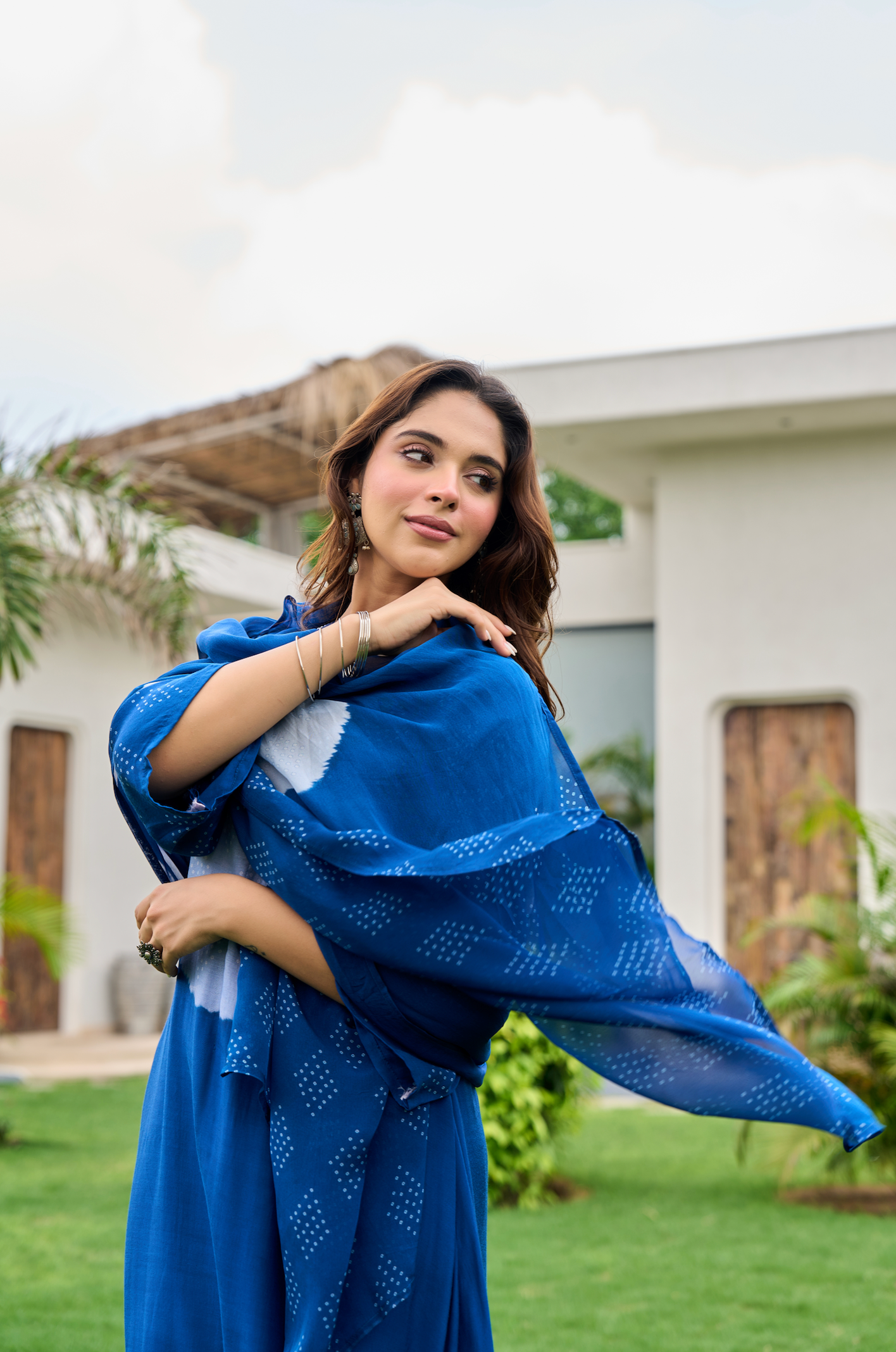 Sapphire Bloom Muslin Printed Suit Set