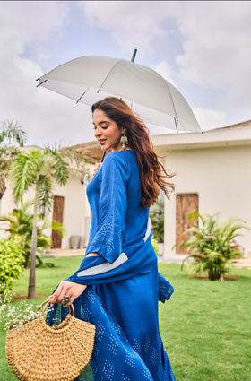 Sapphire Bloom Muslin Printed Suit Set