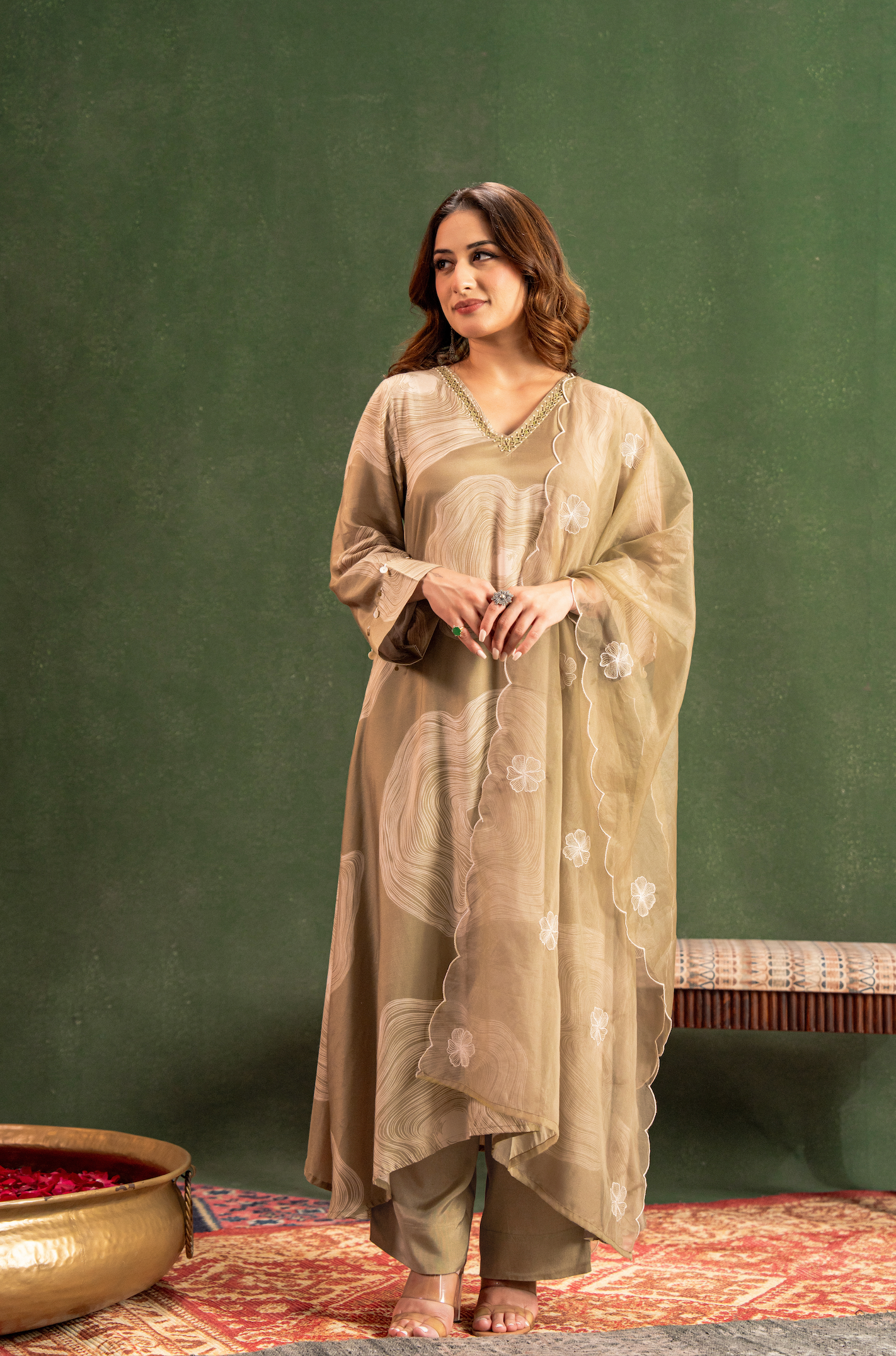 Sandstone Beige Muslin Suit Set