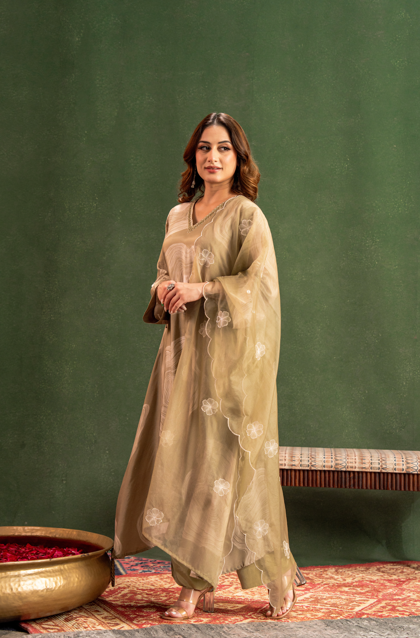 Sandstone Beige Muslin Suit Set