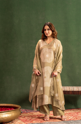 Sandstone Beige Muslin Suit Set