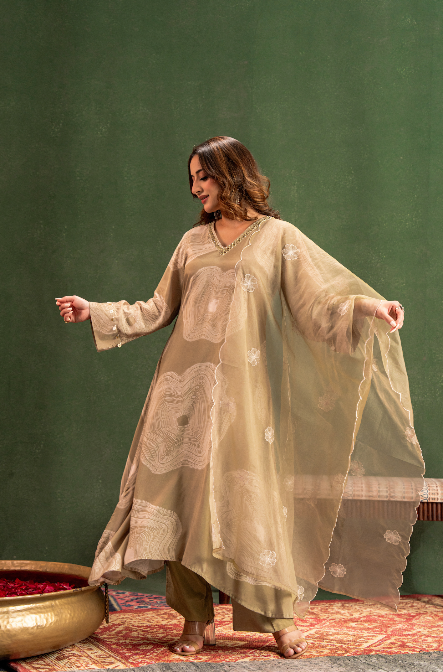 Sandstone Beige Muslin Suit Set