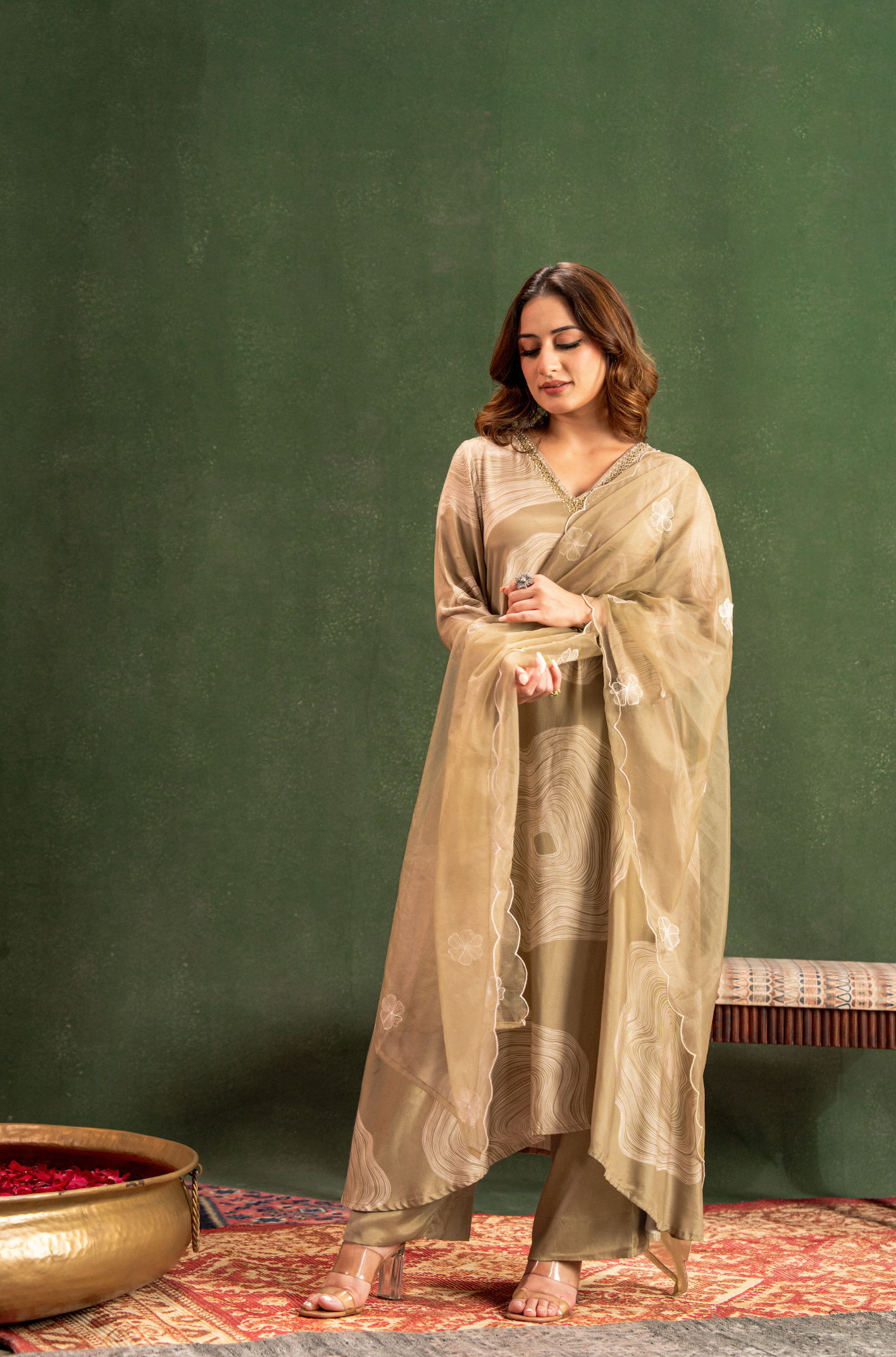 Sandstone Beige Muslin Suit Set