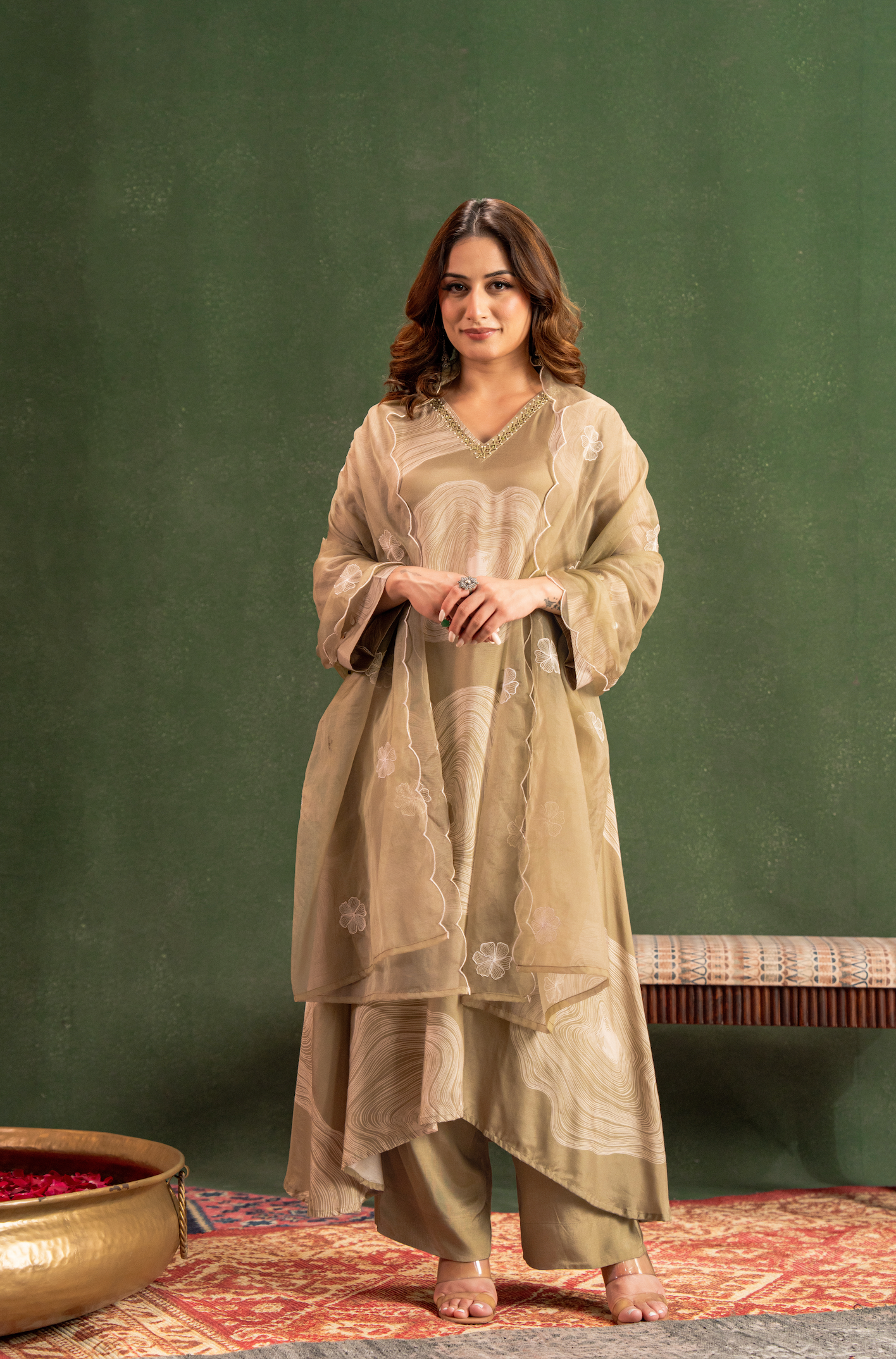 Sandstone Beige Muslin Suit Set