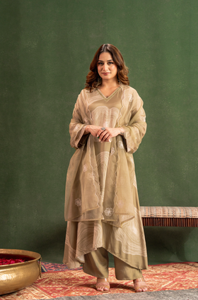 Sandstone Beige Muslin Suit Set