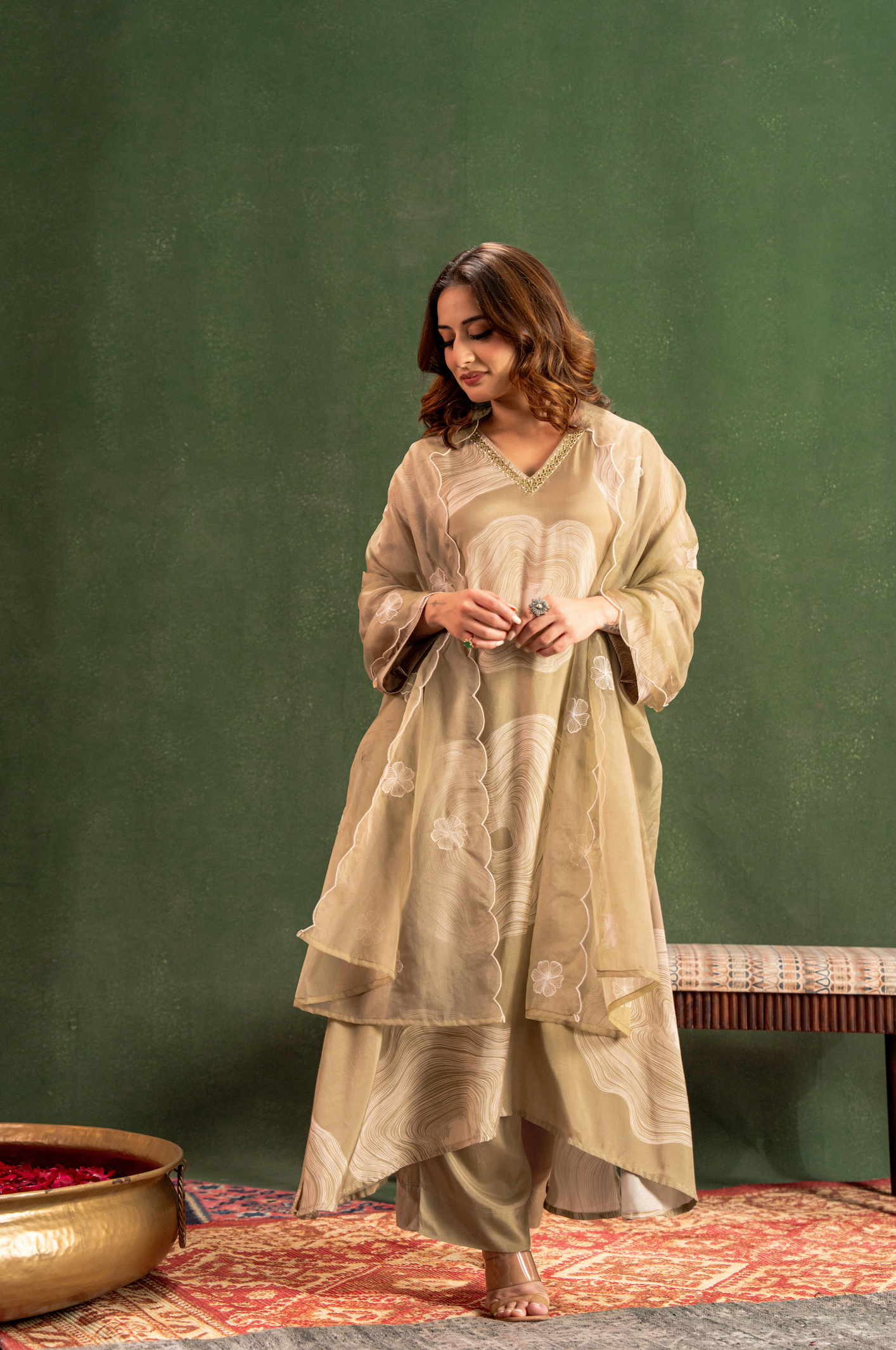 Sandstone Beige Muslin Suit Set