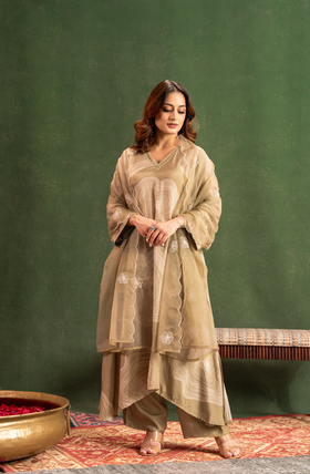 Sandstone Beige Muslin Suit Set