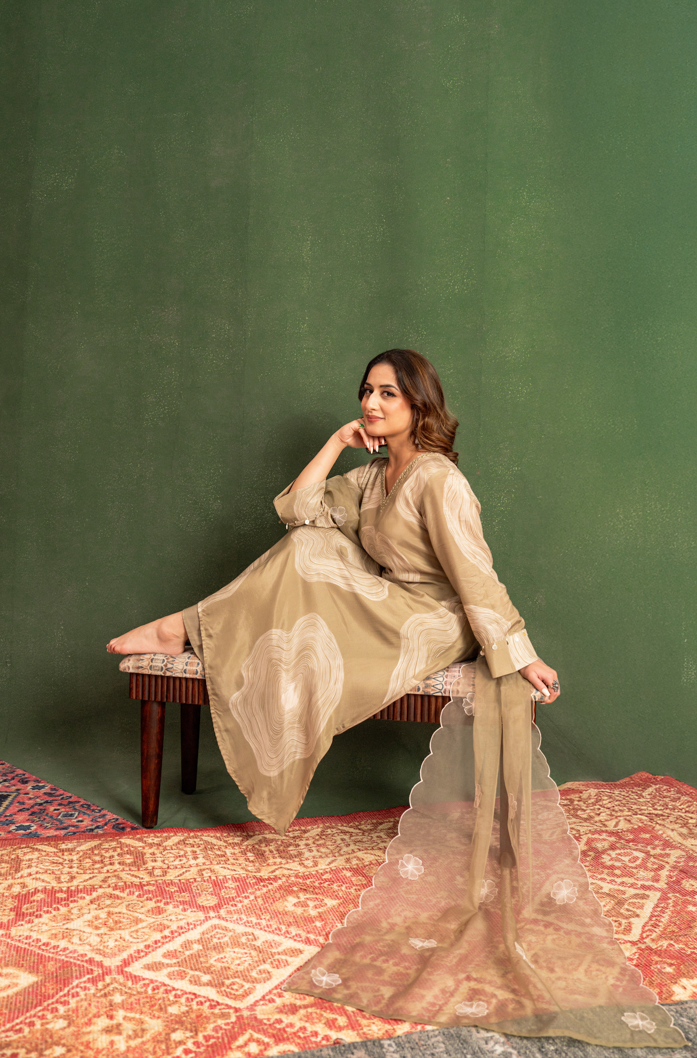 Sandstone Beige Muslin Suit Set